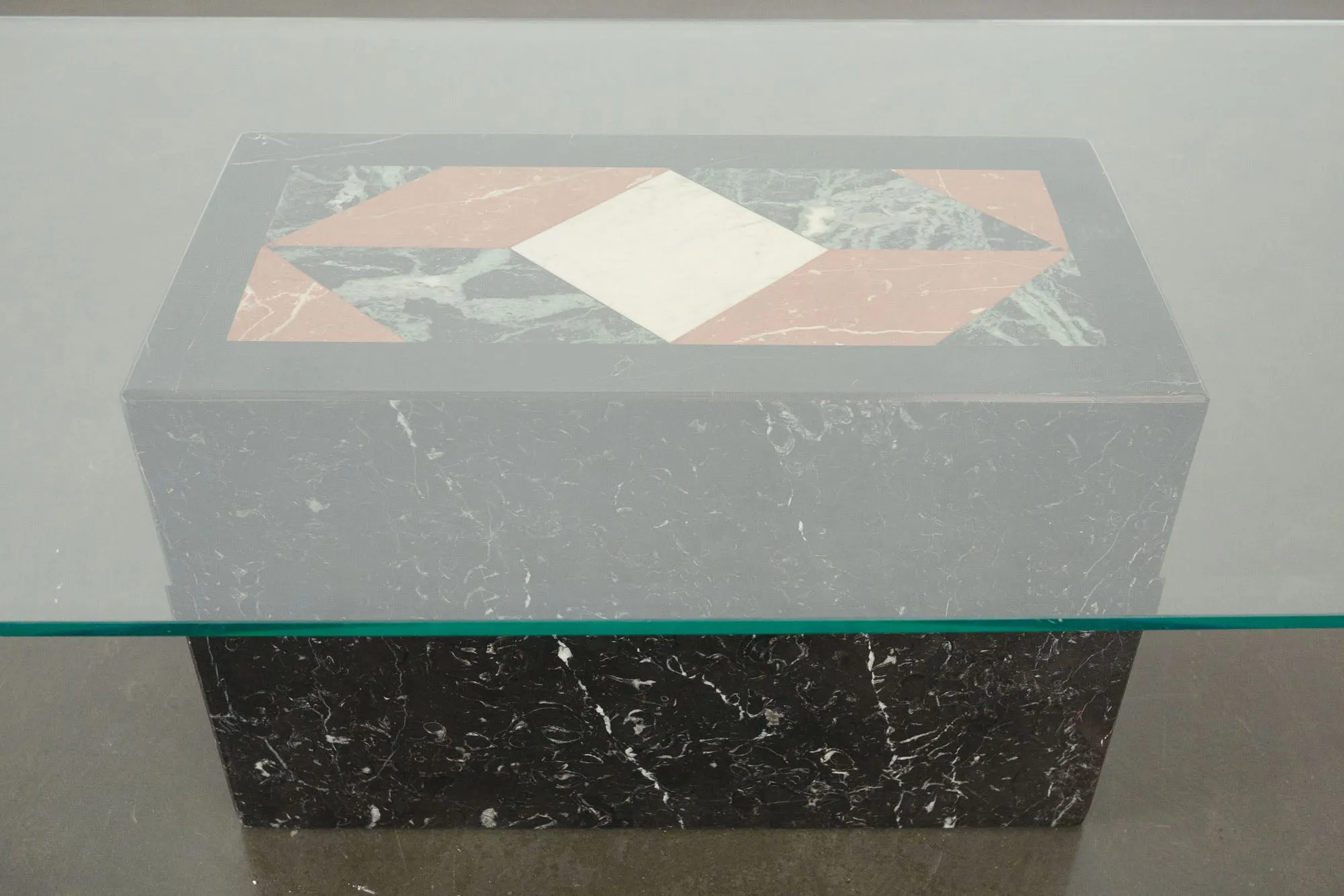 Marble Inlay Pedestal Coffee Table