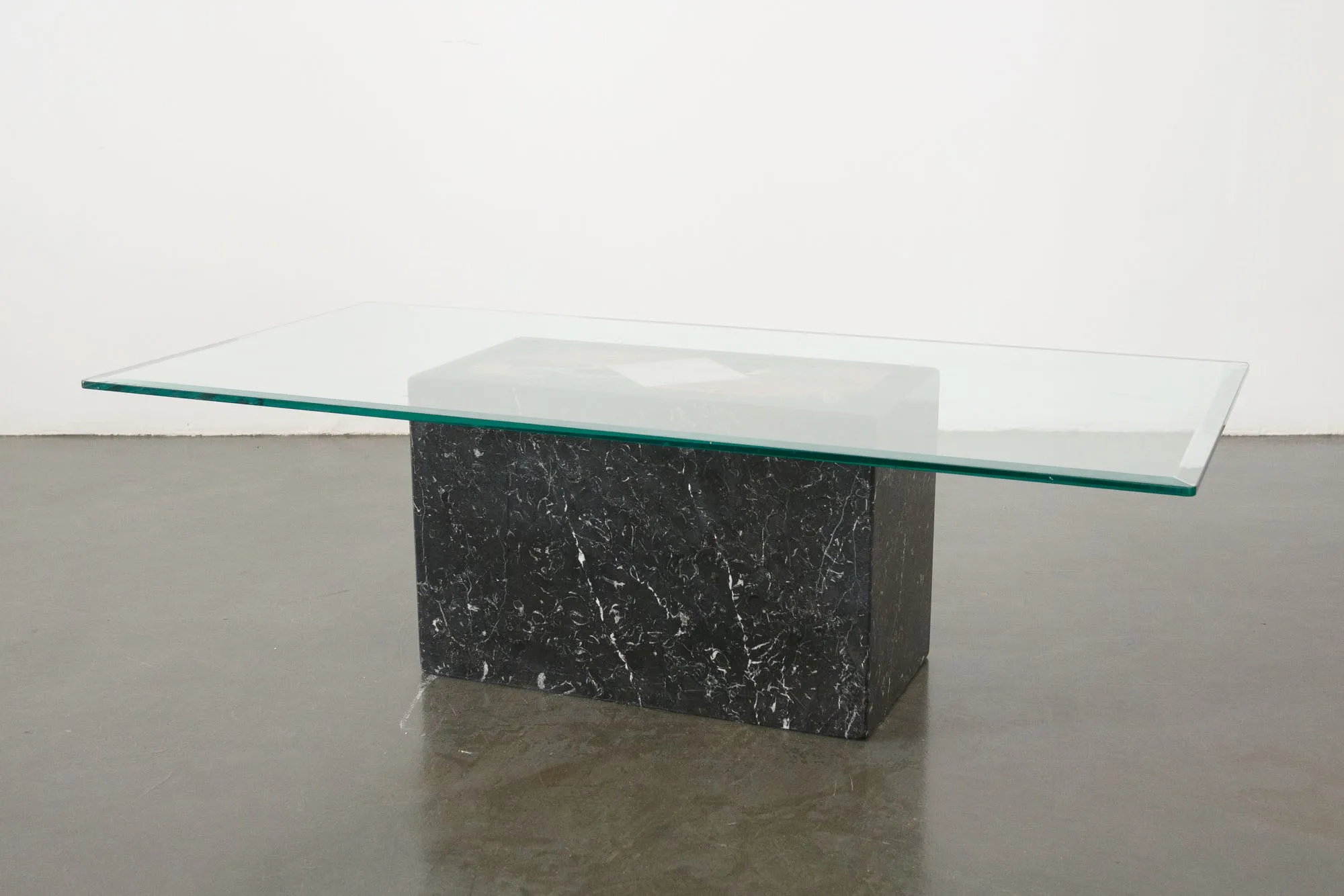 Marble Inlay Pedestal Coffee Table