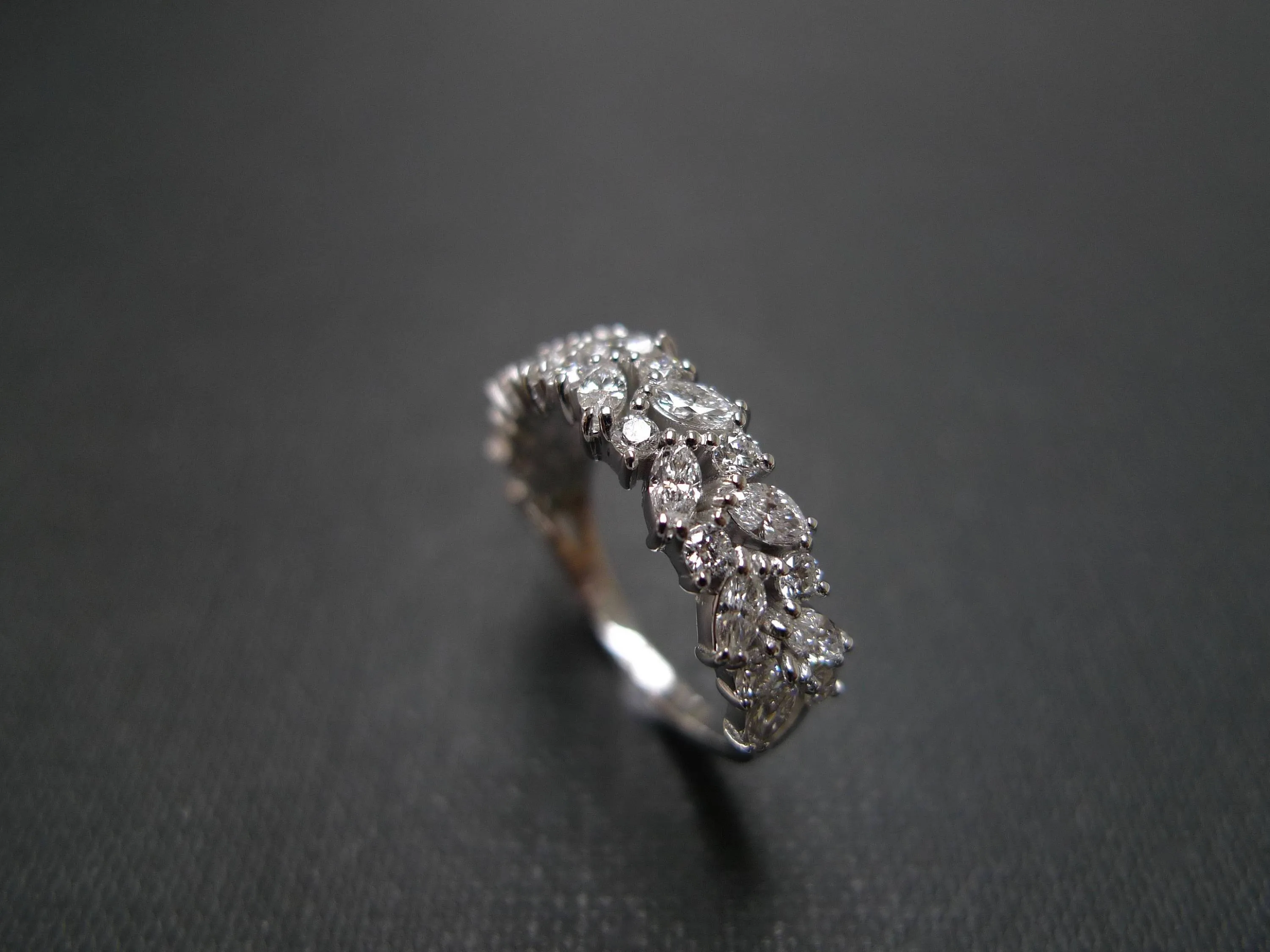 Marquise Cut Diamond Half Eternity Ring in White Gold