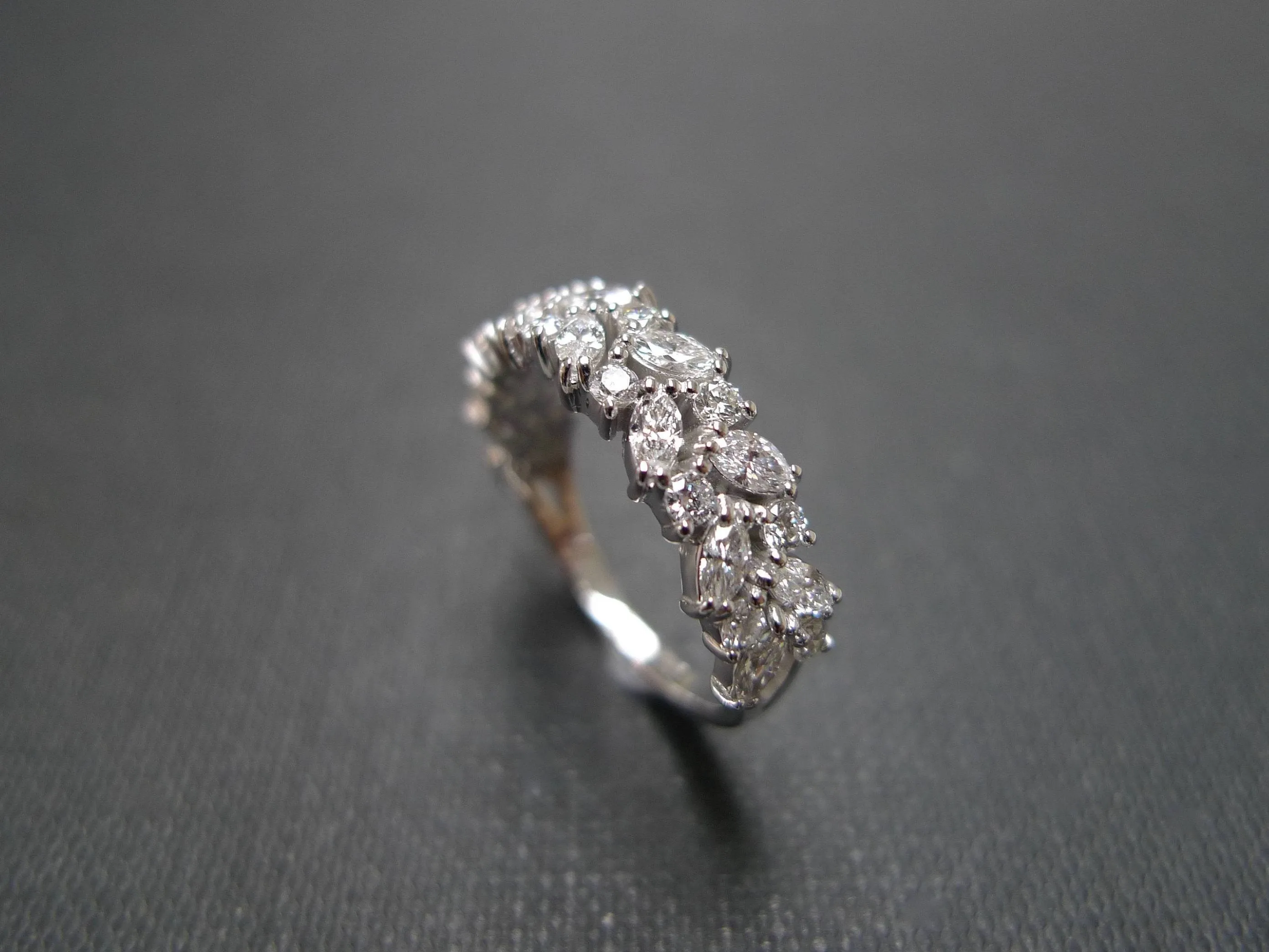 Marquise Cut Diamond Half Eternity Ring in White Gold