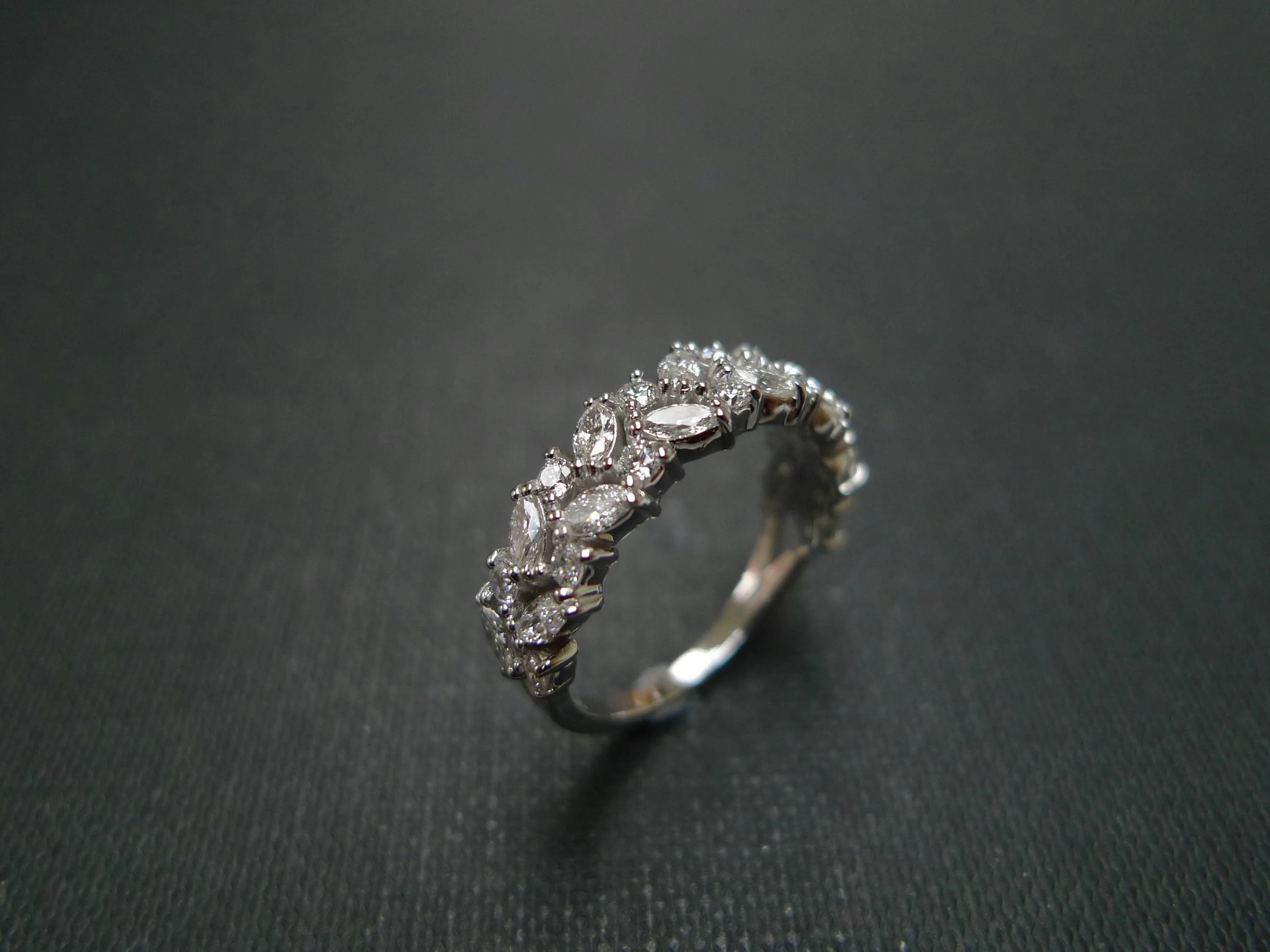 Marquise Cut Diamond Half Eternity Ring in White Gold