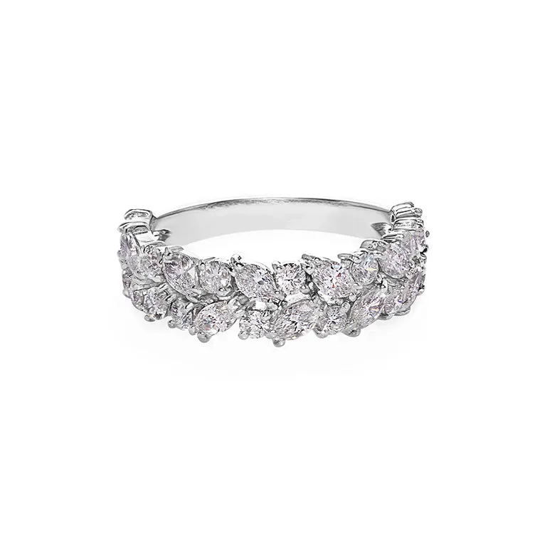 Marquise Cut Diamond Half Eternity Ring in White Gold