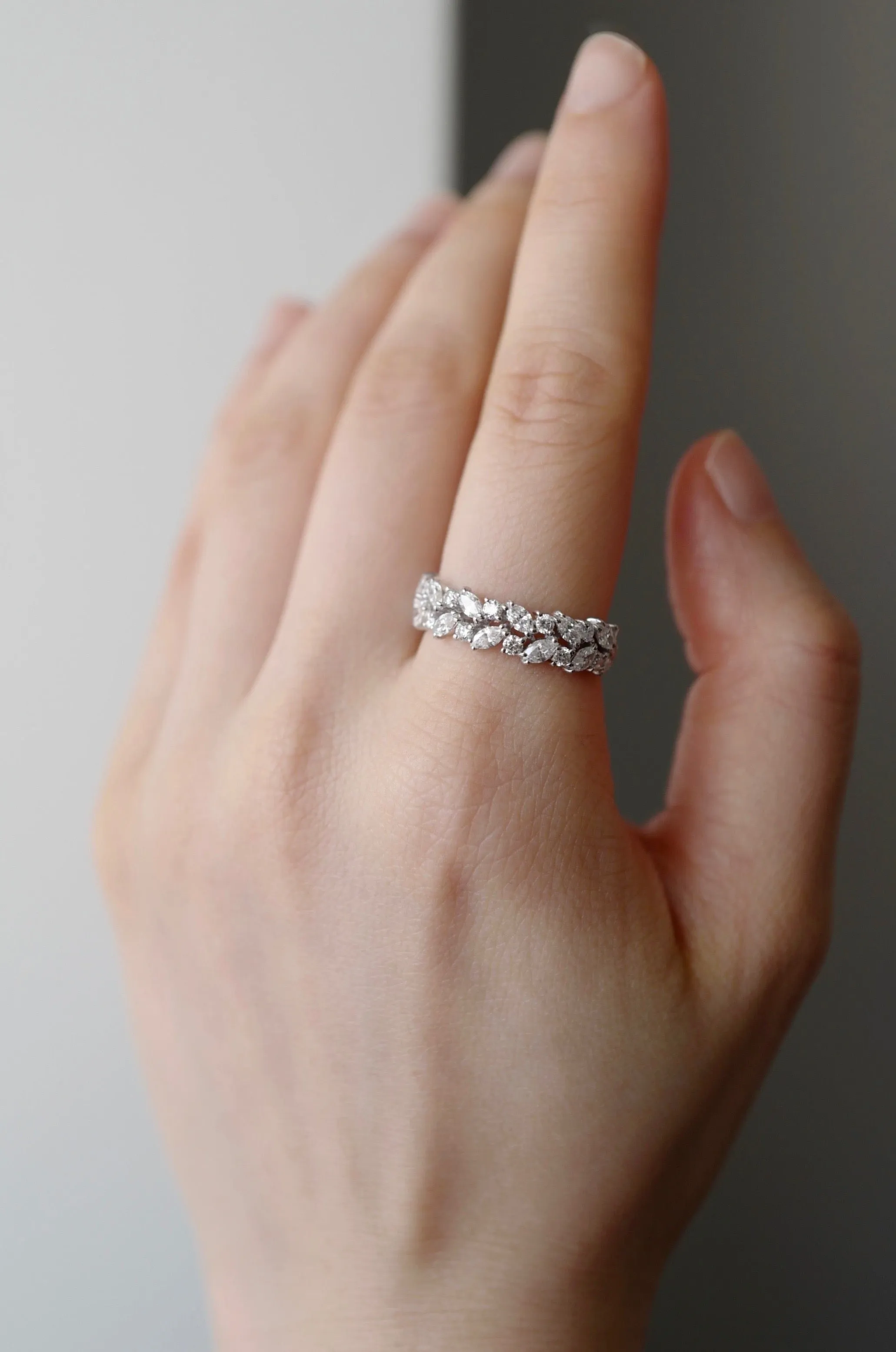 Marquise Cut Diamond Half Eternity Ring in White Gold