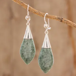 Maya Lance of Afterlife Green Jade & Silver Earrings