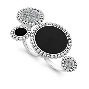 Maya Onyx and Diamond Circle Statement Ring