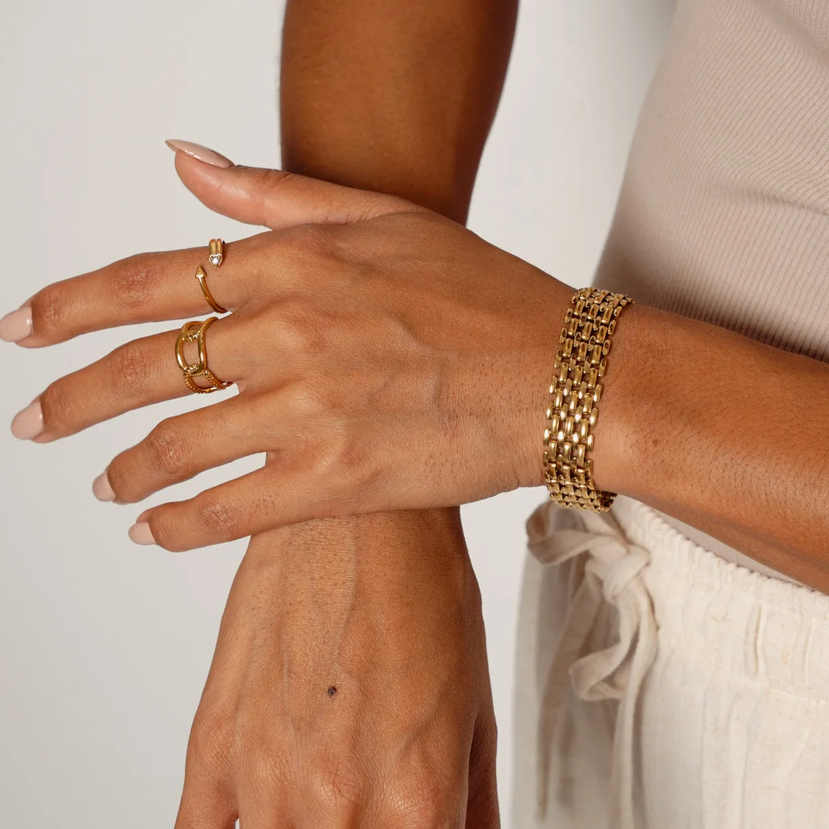 Mesh Lock Clasp Bracelet - Gold