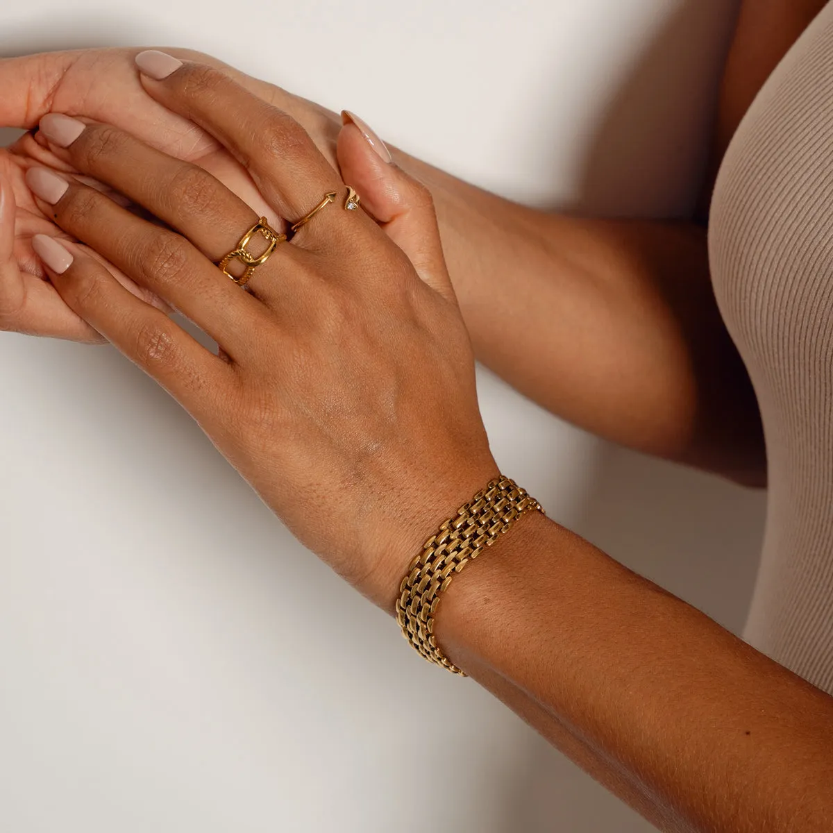 Mesh Lock Clasp Bracelet - Gold