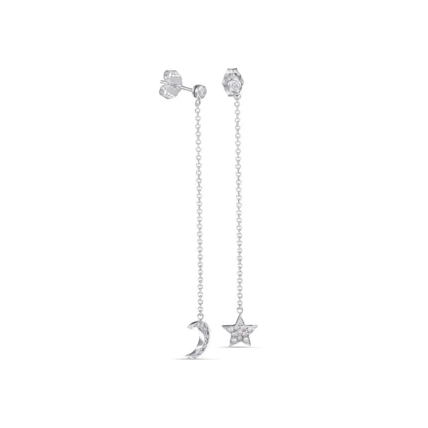 Mismatched Moon and Star Dangle Earrings