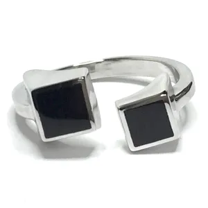 Onyx 2 Square Inlaid Wrap Design Ring