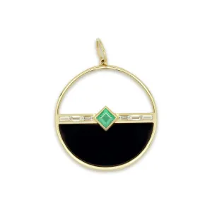 Onyx, Baguette and Emerald Open Disc Charm