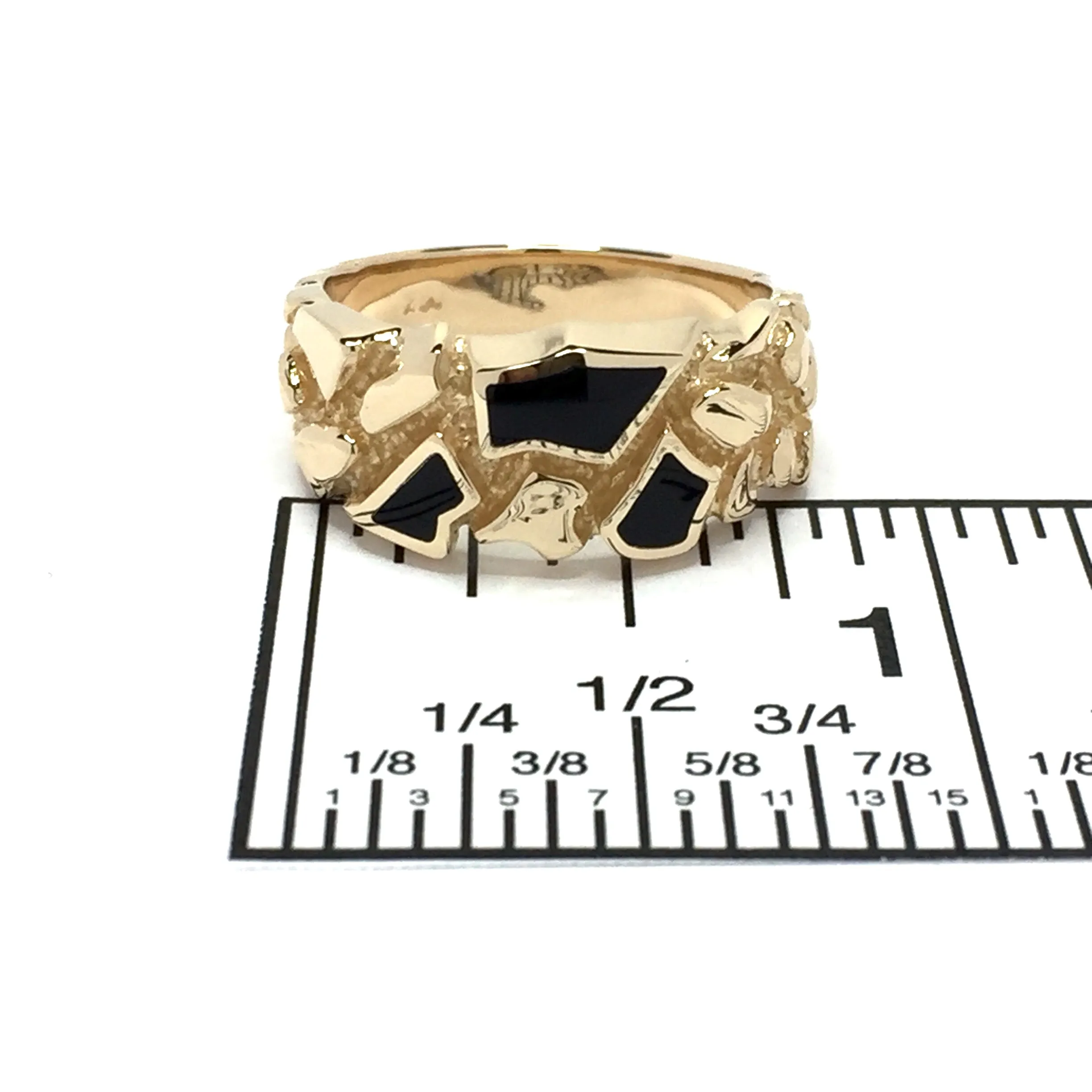 Onyx Ring Nugget Style 3 Section Inlaid Design Band