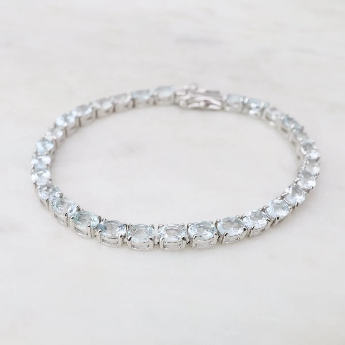 Oval Aquamarine Tennis Bracelet