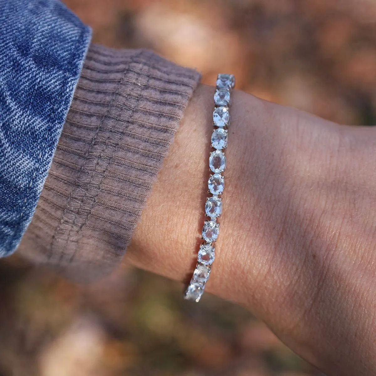 Oval Aquamarine Tennis Bracelet