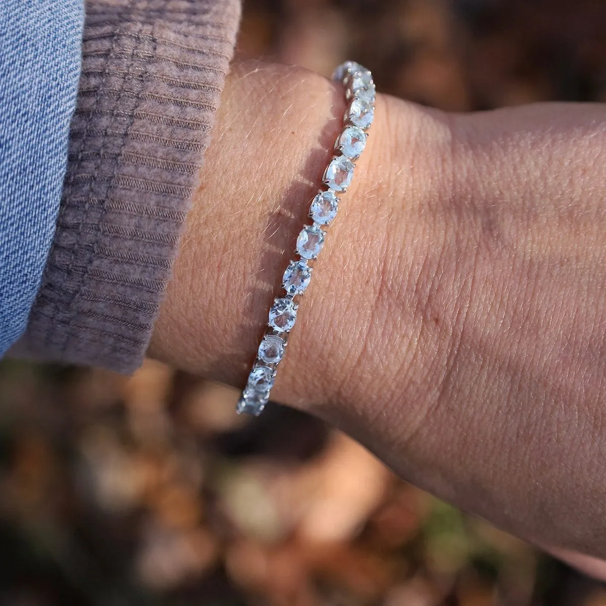 Oval Aquamarine Tennis Bracelet