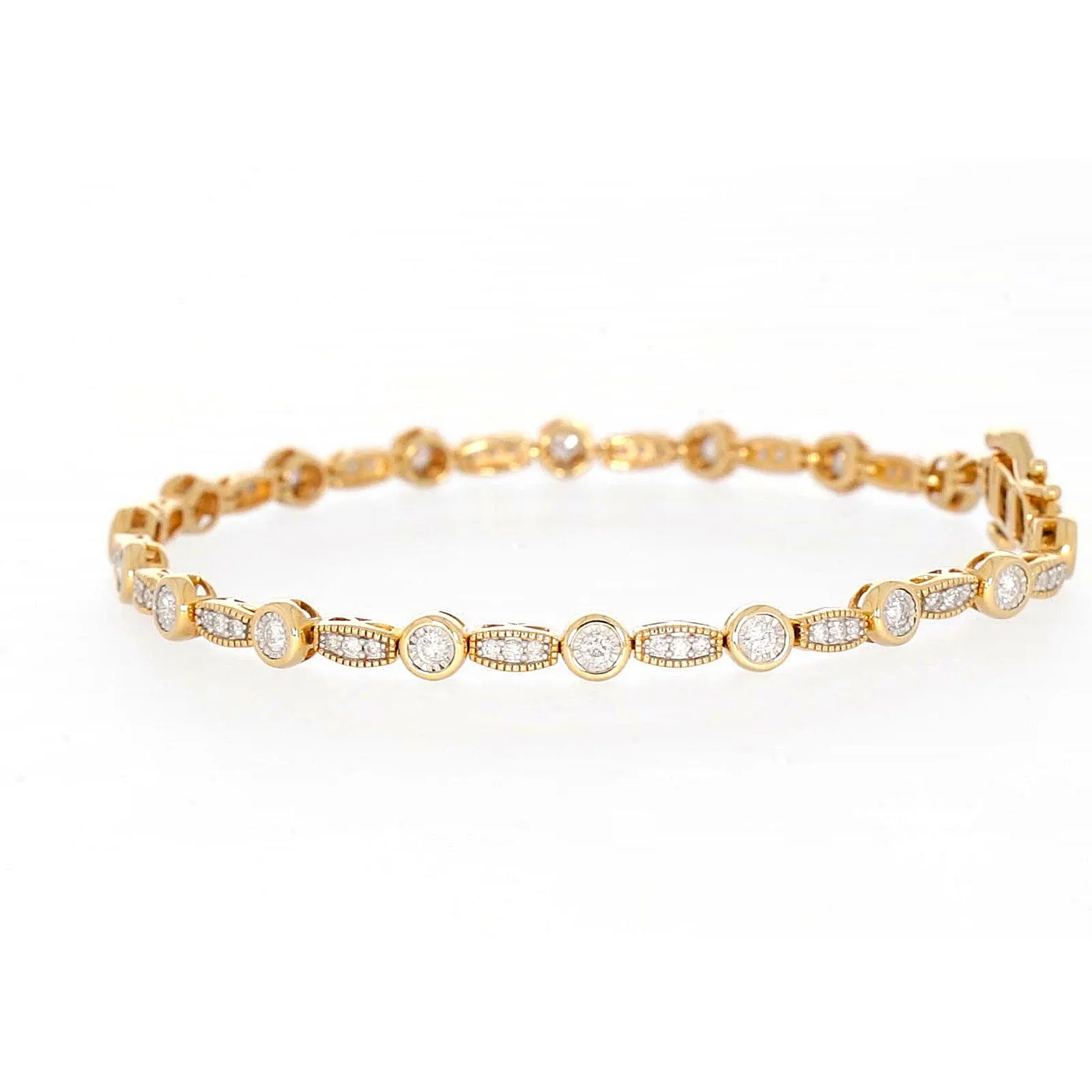 Paris 14ct Yellow Gold Round Brilliant Cut 1 CARAT tw of Diamonds Bracelet