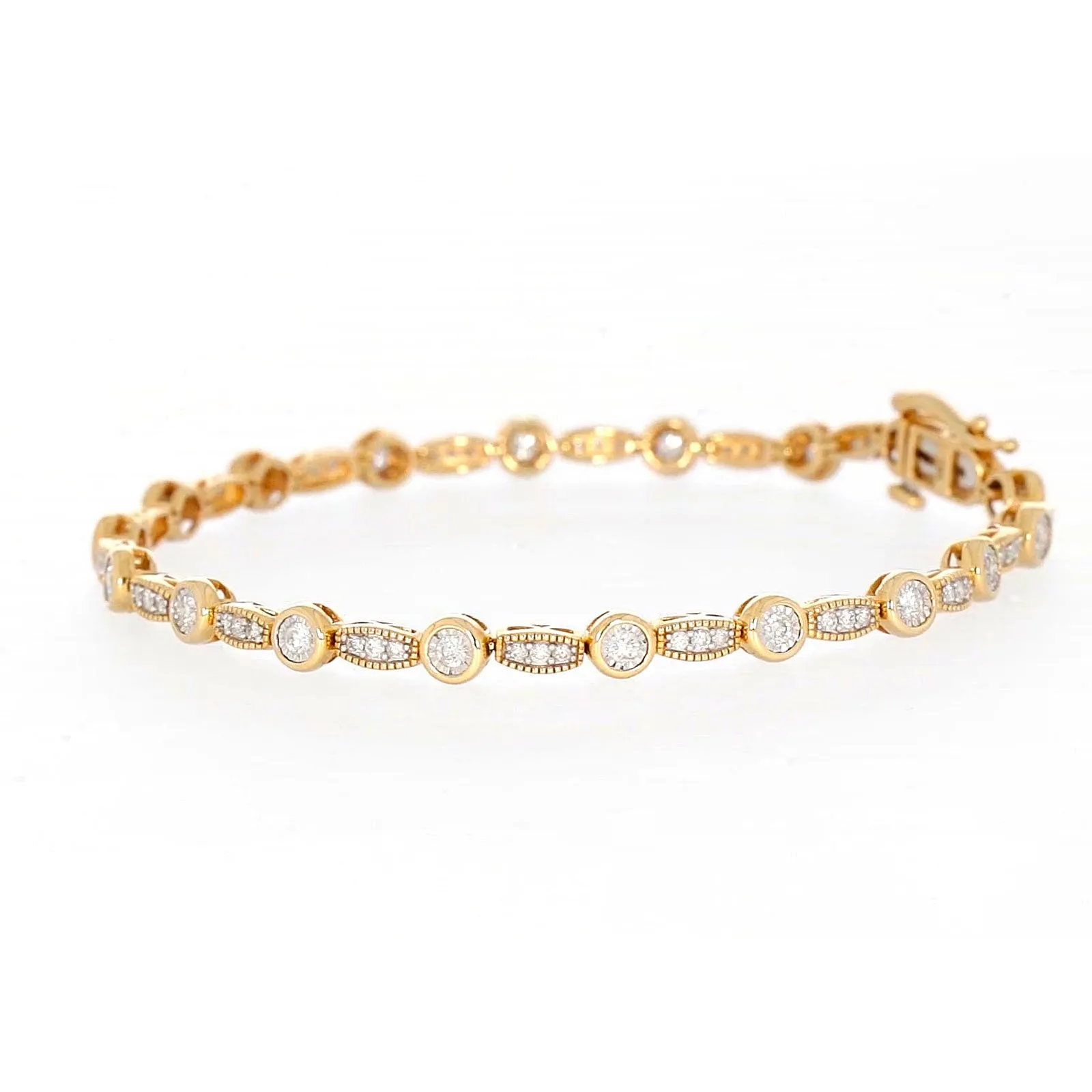 Paris 14ct Yellow Gold Round Brilliant Cut 1 CARAT tw of Diamonds Bracelet