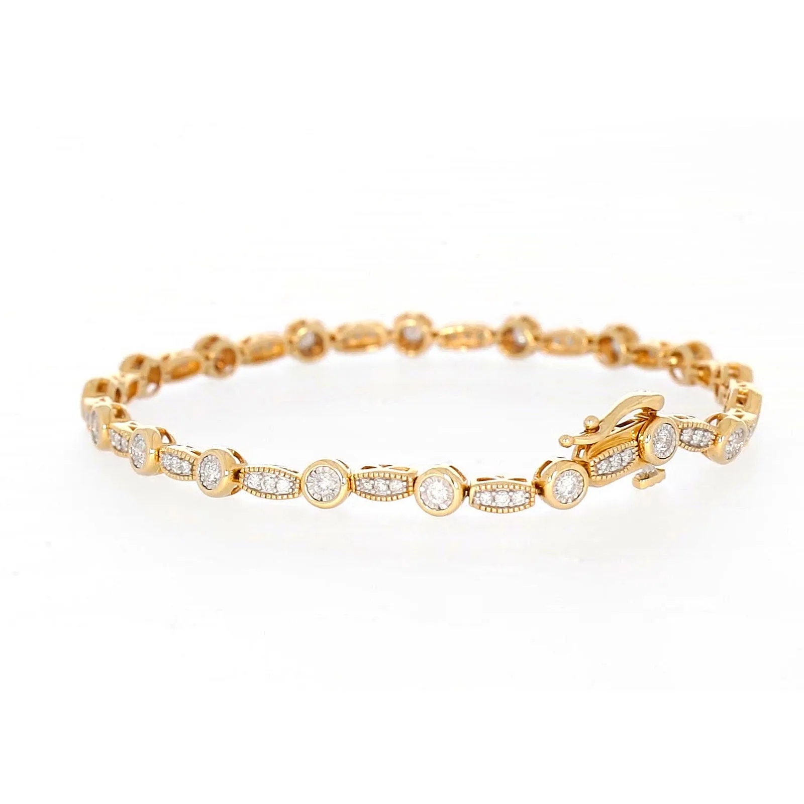 Paris 14ct Yellow Gold Round Brilliant Cut 1 CARAT tw of Diamonds Bracelet