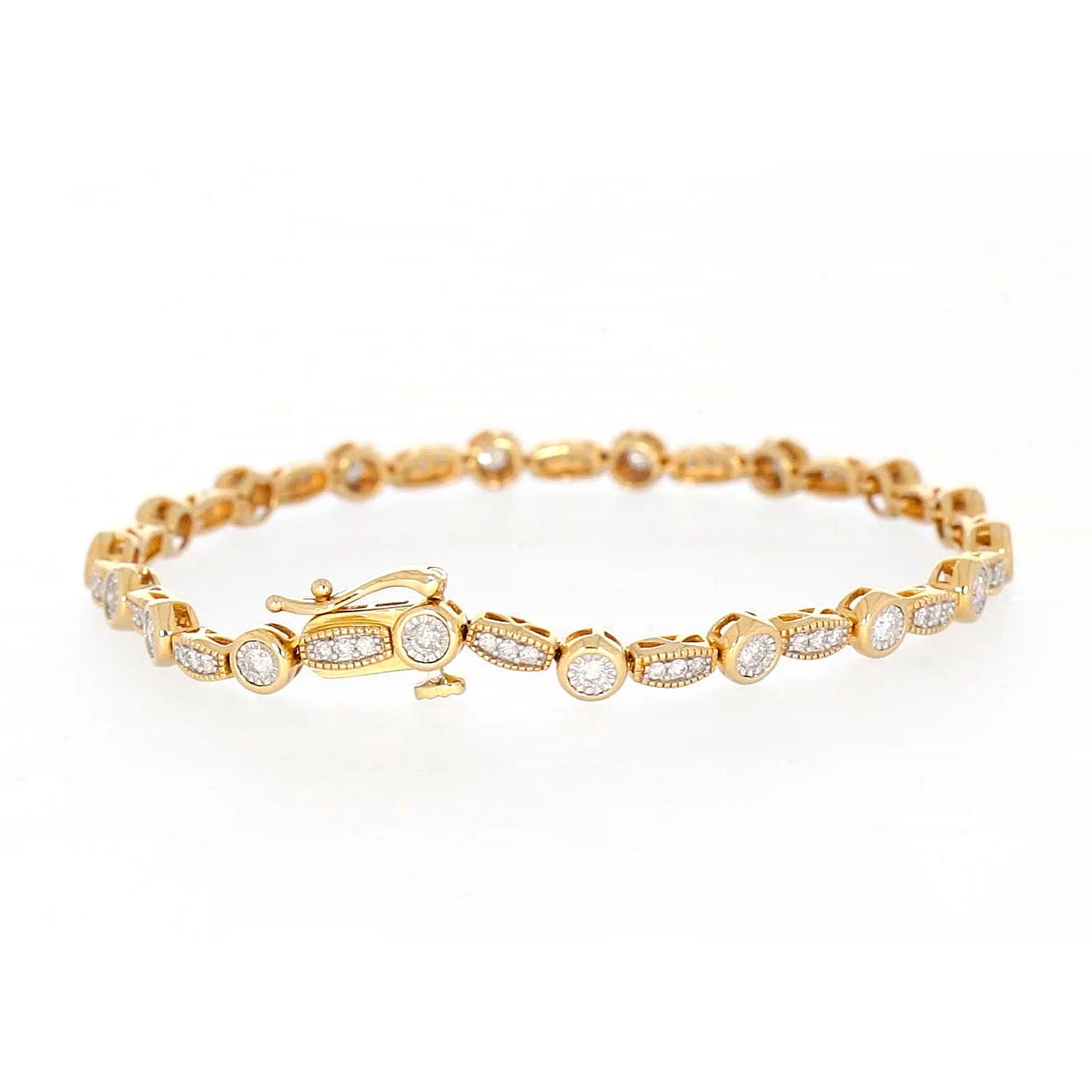 Paris 14ct Yellow Gold Round Brilliant Cut 1 CARAT tw of Diamonds Bracelet