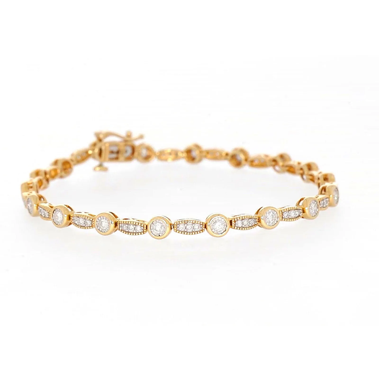 Paris 14ct Yellow Gold Round Brilliant Cut 1 CARAT tw of Diamonds Bracelet