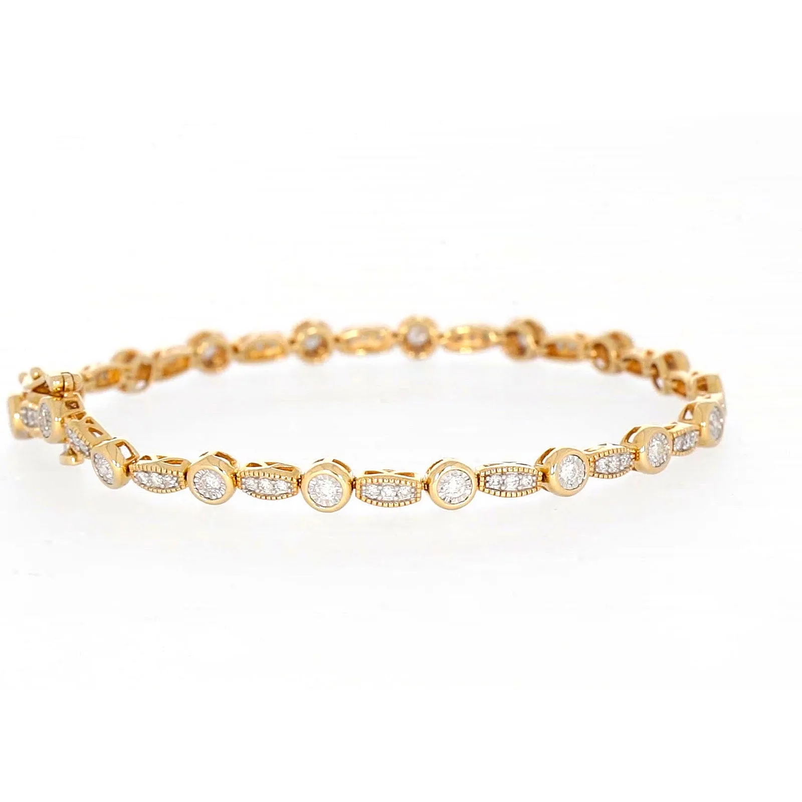 Paris 14ct Yellow Gold Round Brilliant Cut 1 CARAT tw of Diamonds Bracelet