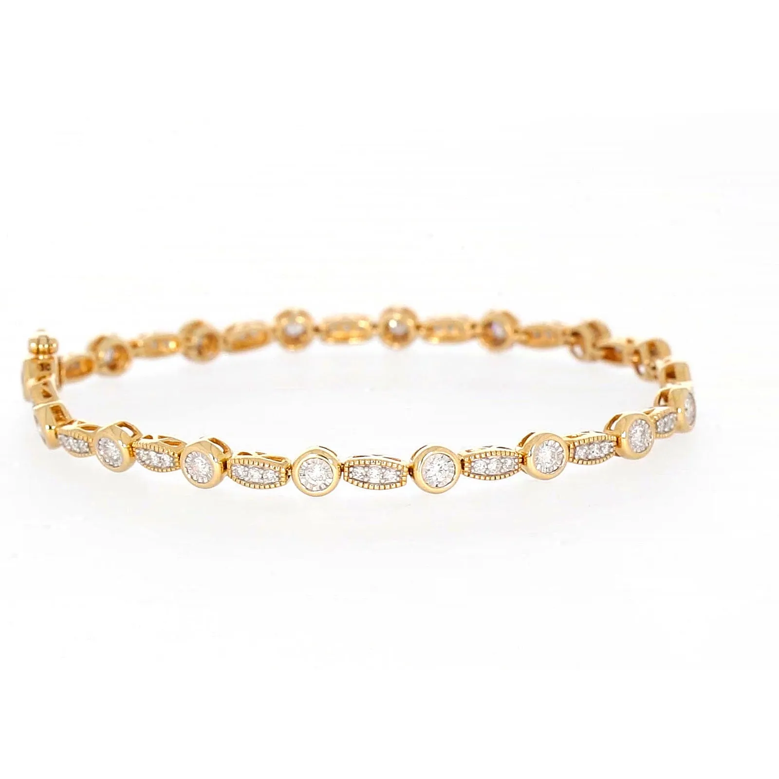 Paris 14ct Yellow Gold Round Brilliant Cut 1 CARAT tw of Diamonds Bracelet