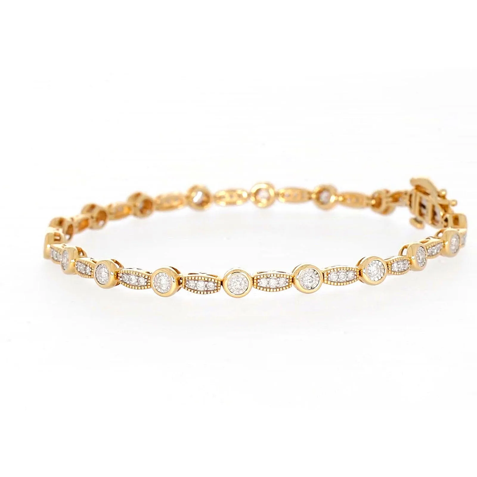 Paris 14ct Yellow Gold Round Brilliant Cut 1 CARAT tw of Diamonds Bracelet