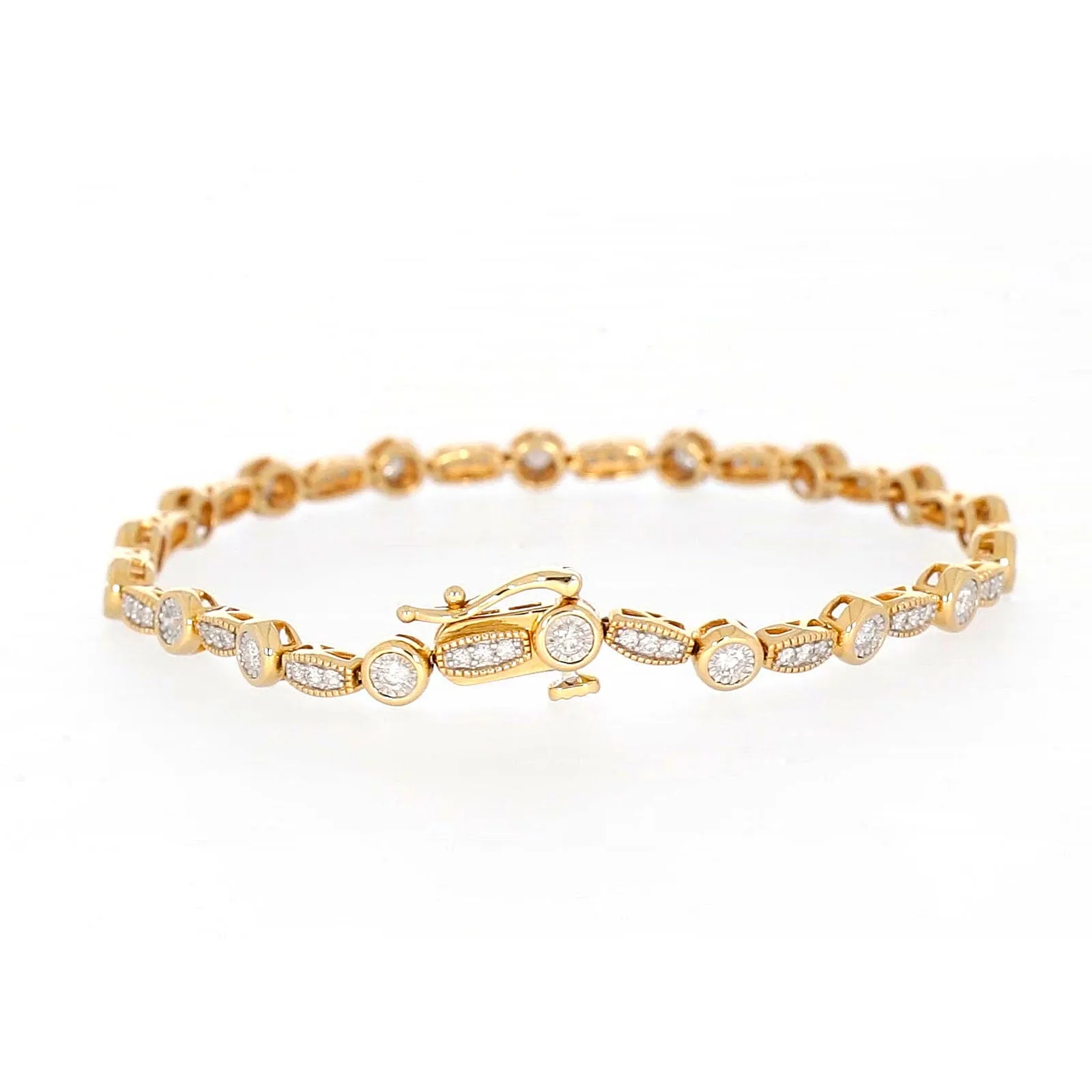 Paris 14ct Yellow Gold Round Brilliant Cut 1 CARAT tw of Diamonds Bracelet