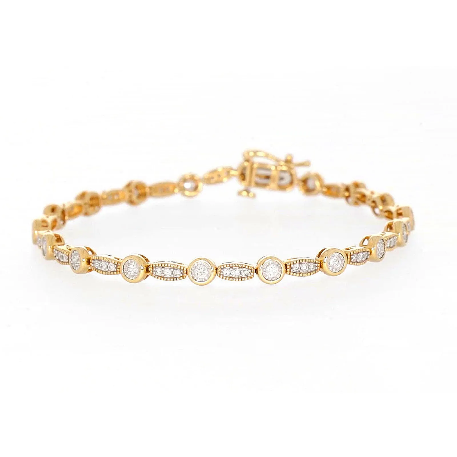 Paris 14ct Yellow Gold Round Brilliant Cut 1 CARAT tw of Diamonds Bracelet