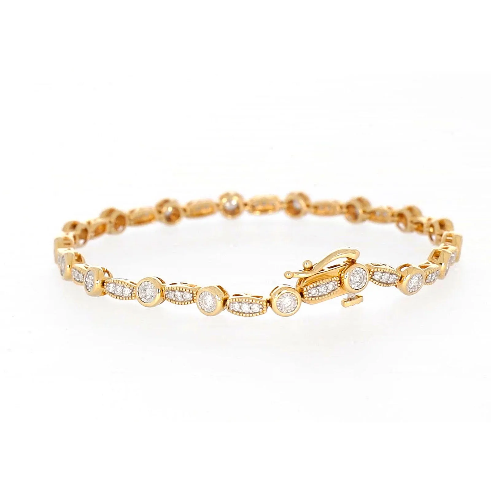 Paris 14ct Yellow Gold Round Brilliant Cut 1 CARAT tw of Diamonds Bracelet