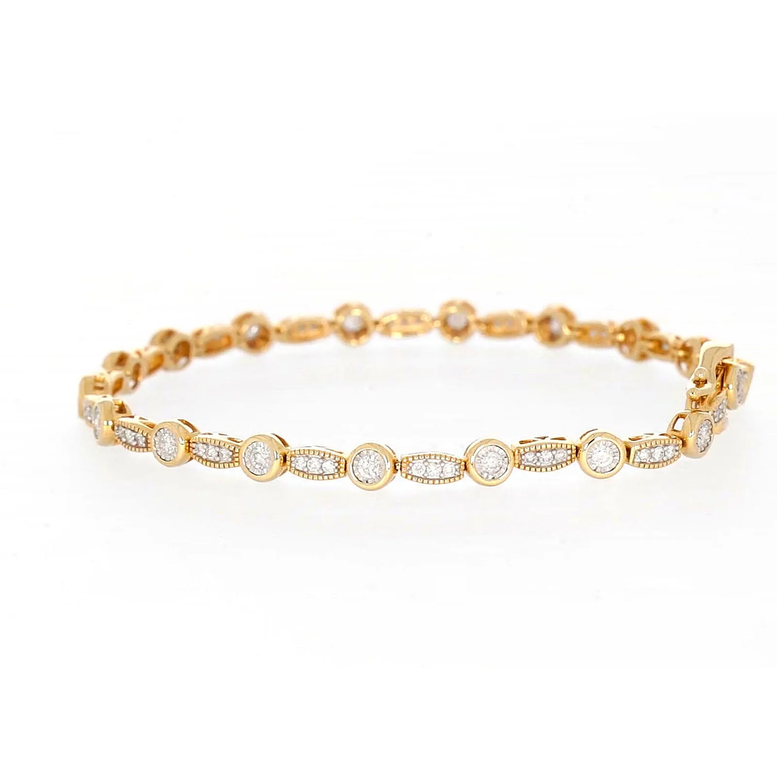 Paris 14ct Yellow Gold Round Brilliant Cut 1 CARAT tw of Diamonds Bracelet