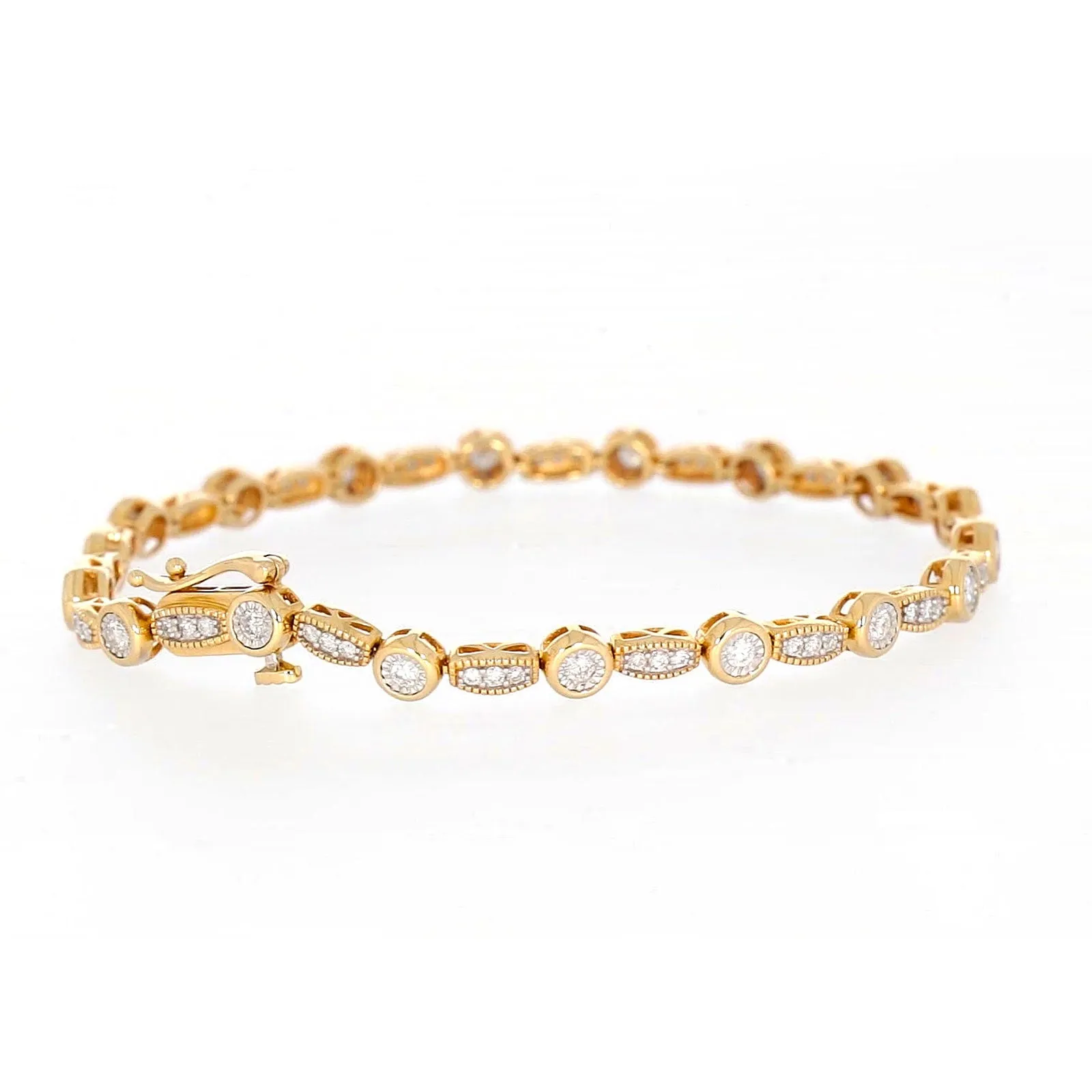 Paris 14ct Yellow Gold Round Brilliant Cut 1 CARAT tw of Diamonds Bracelet