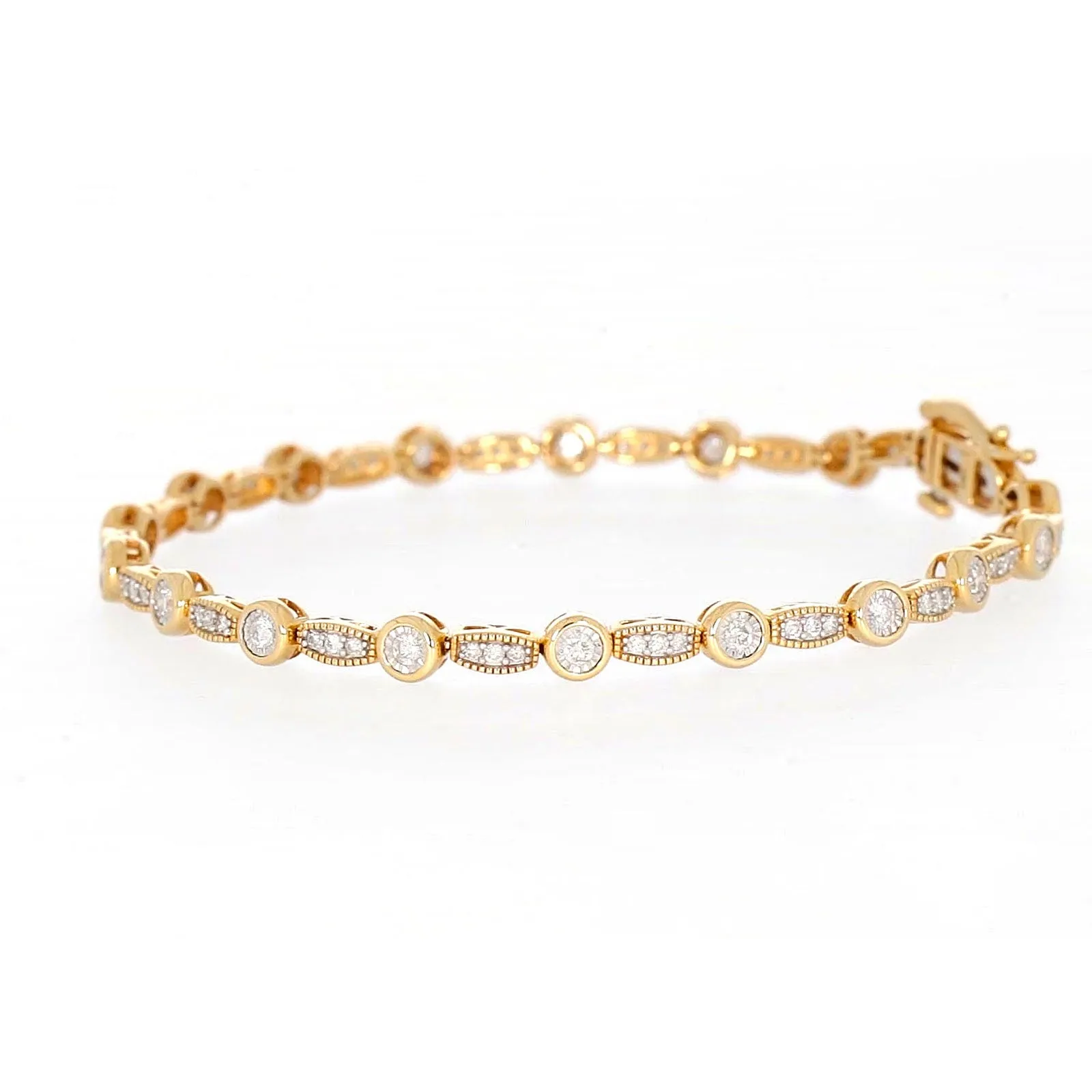 Paris 14ct Yellow Gold Round Brilliant Cut 1 CARAT tw of Diamonds Bracelet