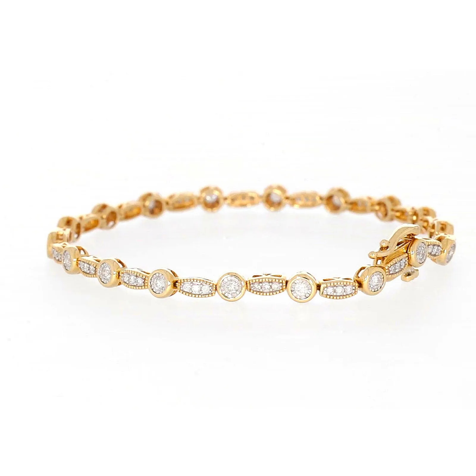 Paris 14ct Yellow Gold Round Brilliant Cut 1 CARAT tw of Diamonds Bracelet