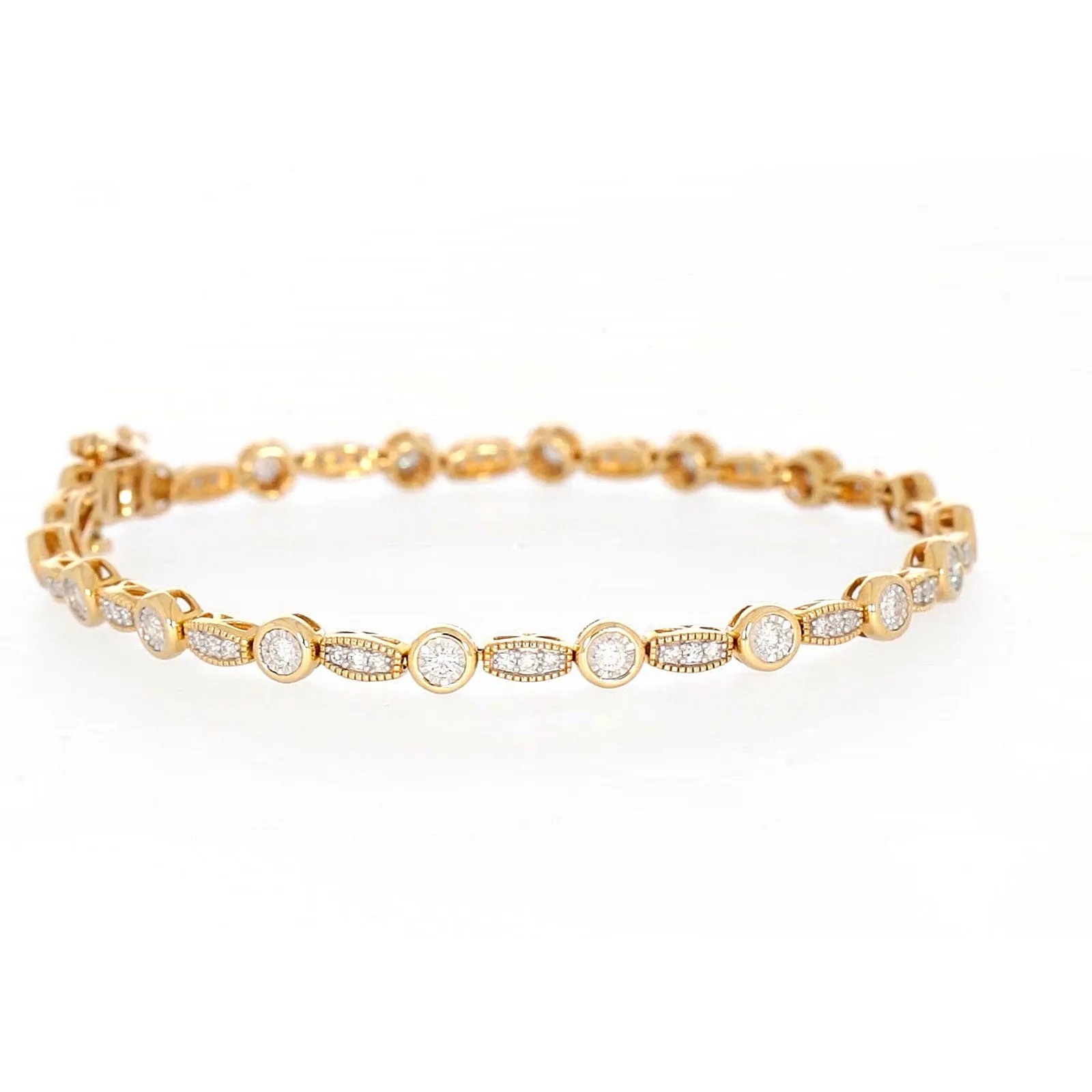 Paris 14ct Yellow Gold Round Brilliant Cut 1 CARAT tw of Diamonds Bracelet