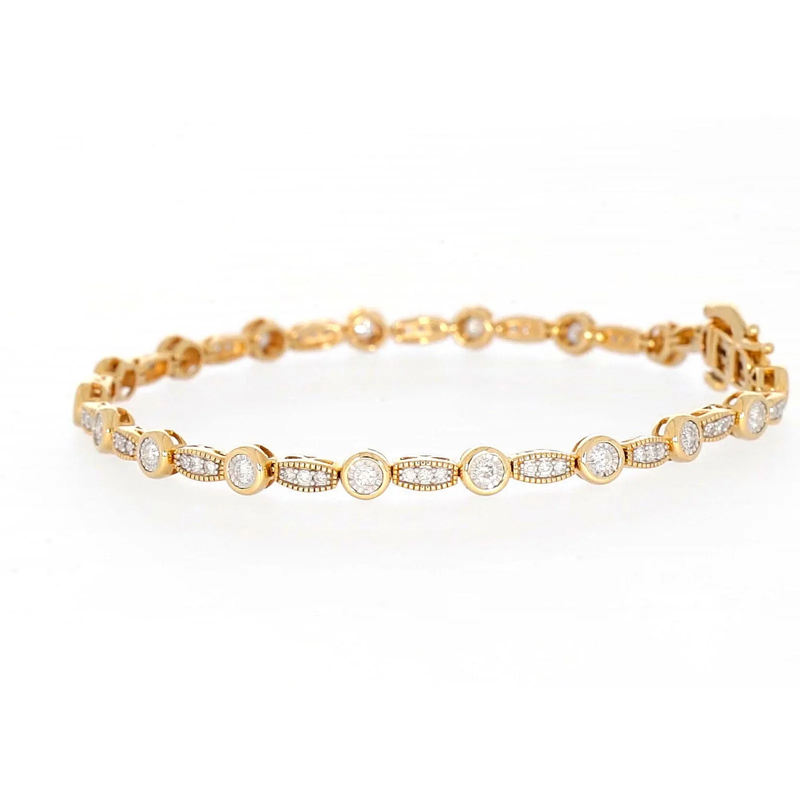 Paris 14ct Yellow Gold Round Brilliant Cut 1 CARAT tw of Diamonds Bracelet