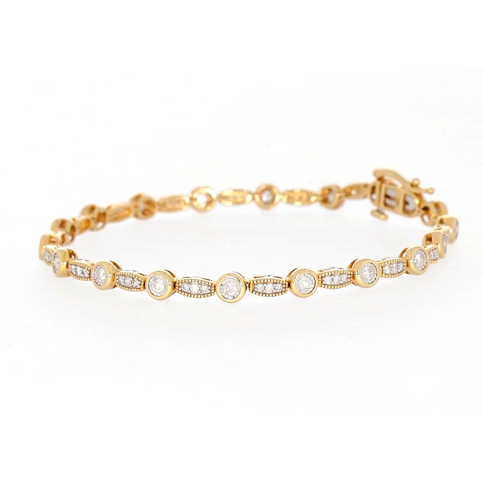 Paris 14ct Yellow Gold Round Brilliant Cut 1 CARAT tw of Diamonds Bracelet