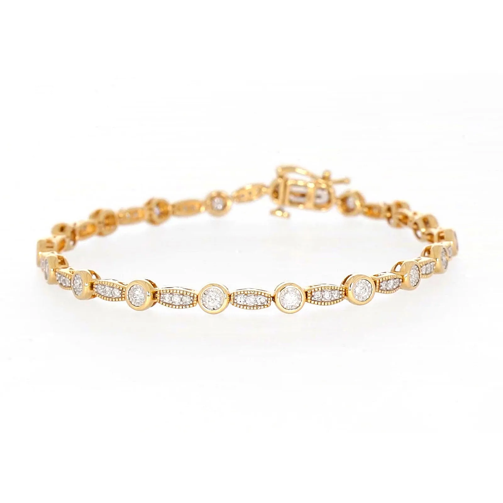 Paris 14ct Yellow Gold Round Brilliant Cut 1 CARAT tw of Diamonds Bracelet