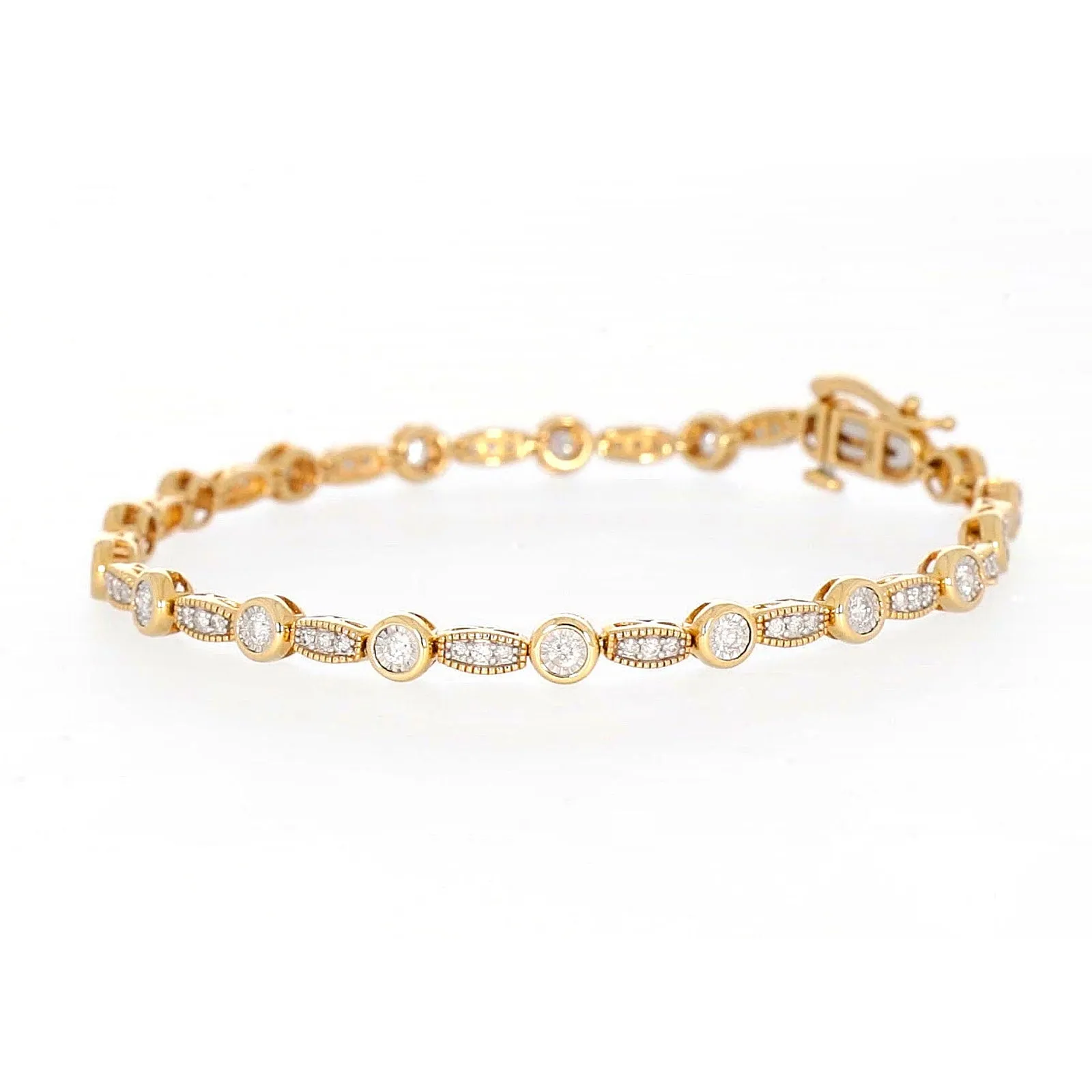 Paris 14ct Yellow Gold Round Brilliant Cut 1 CARAT tw of Diamonds Bracelet