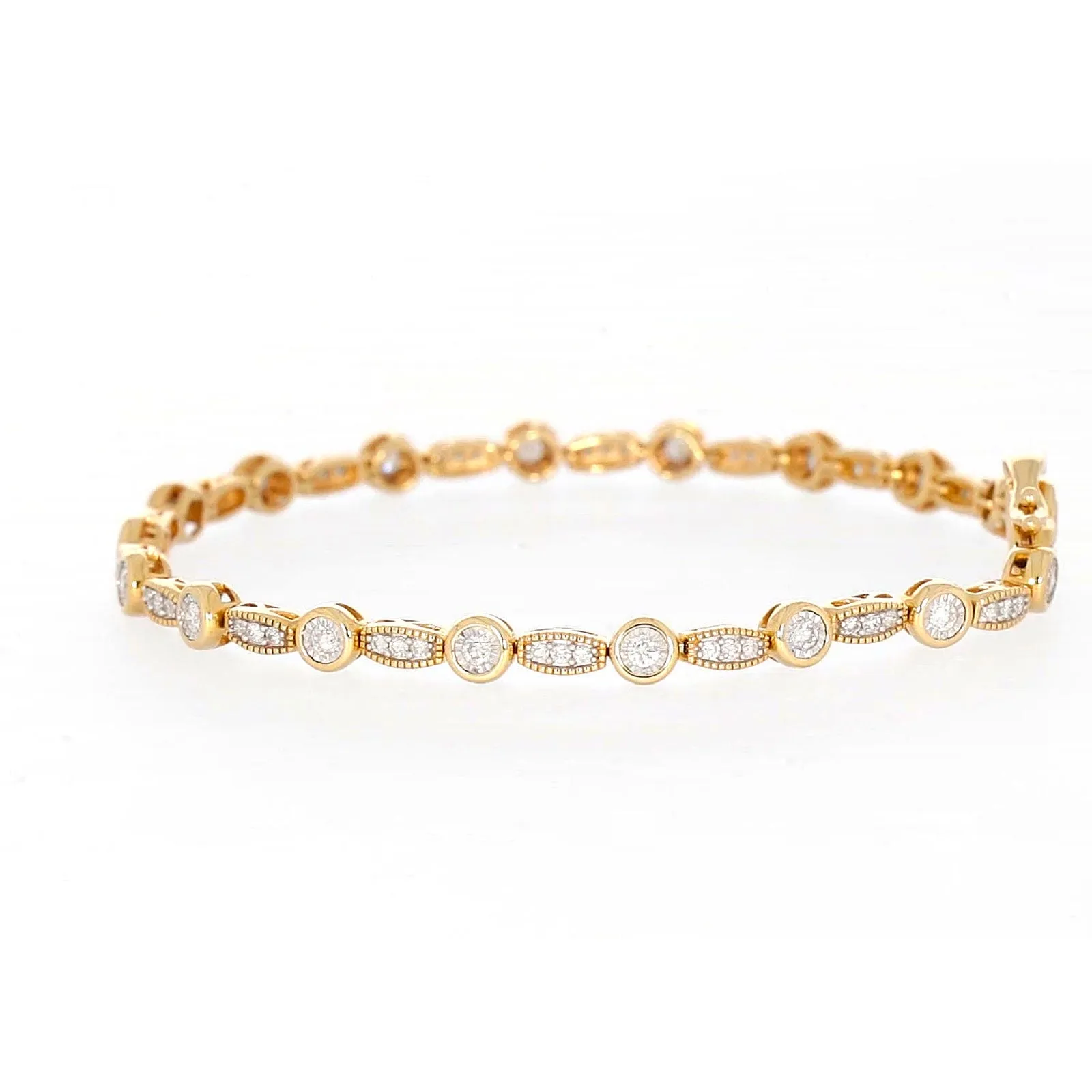 Paris 14ct Yellow Gold Round Brilliant Cut 1 CARAT tw of Diamonds Bracelet