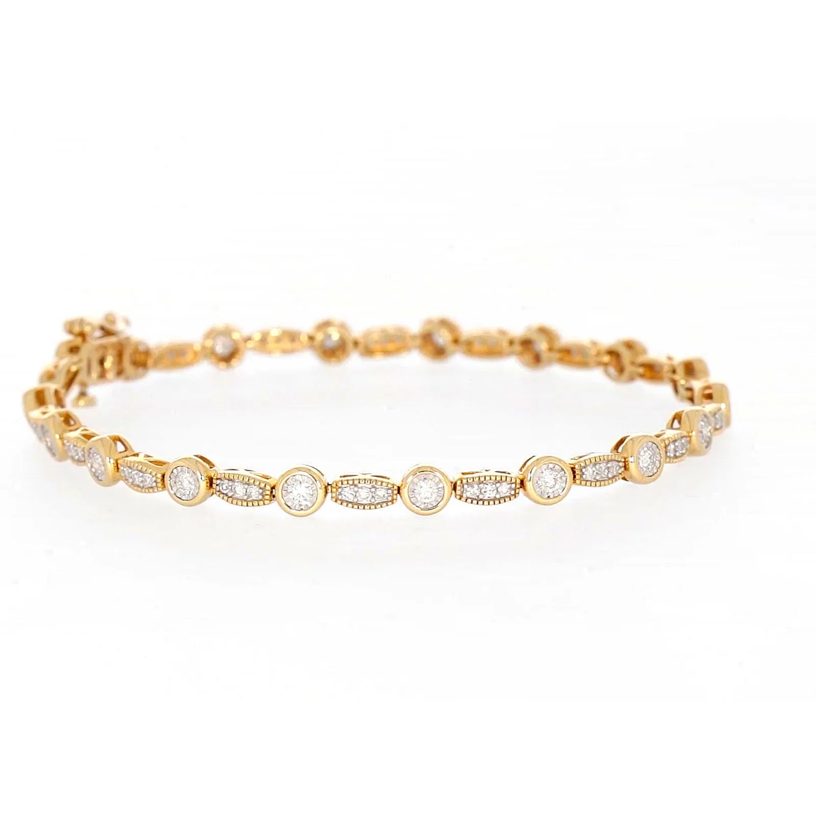 Paris 14ct Yellow Gold Round Brilliant Cut 1 CARAT tw of Diamonds Bracelet