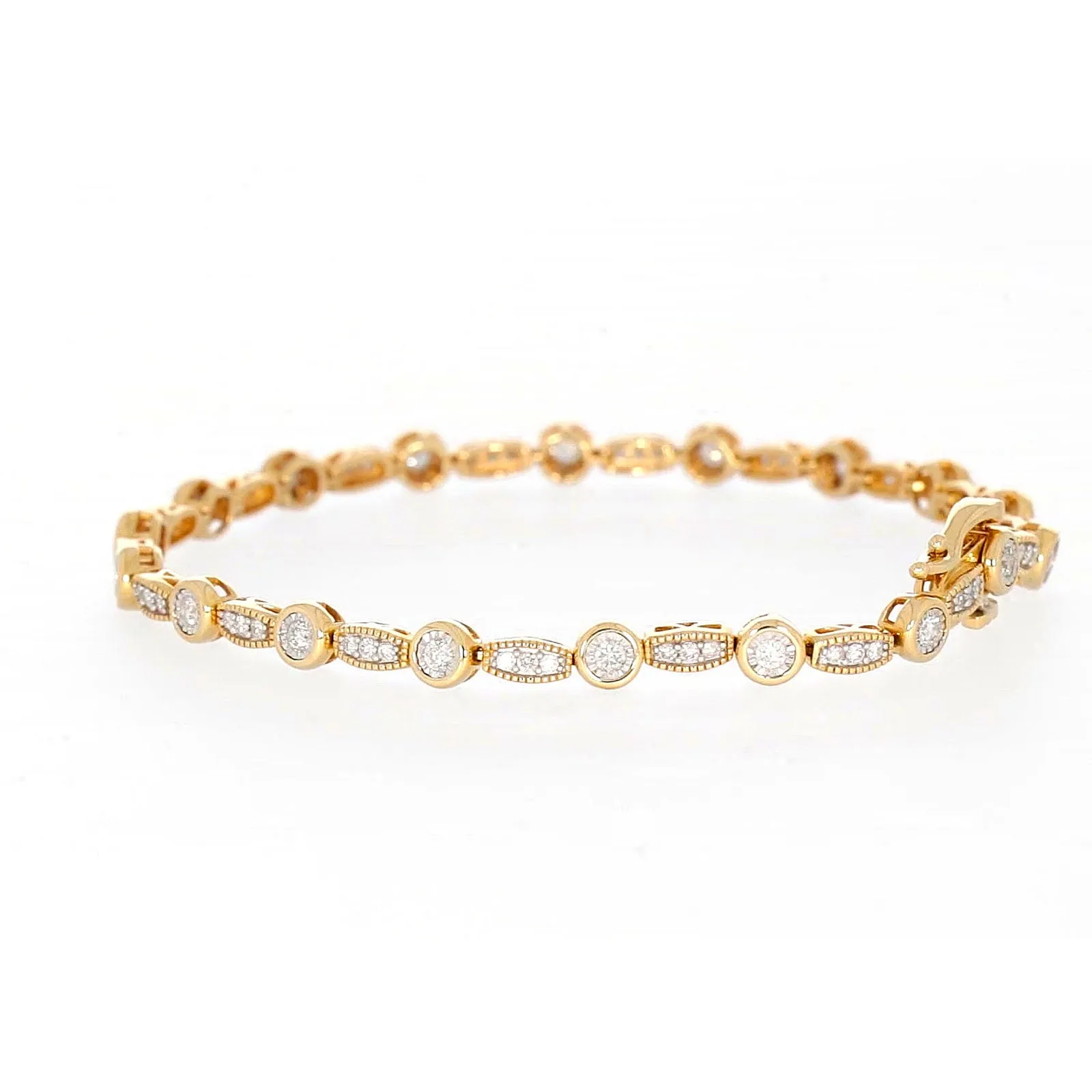 Paris 14ct Yellow Gold Round Brilliant Cut 1 CARAT tw of Diamonds Bracelet