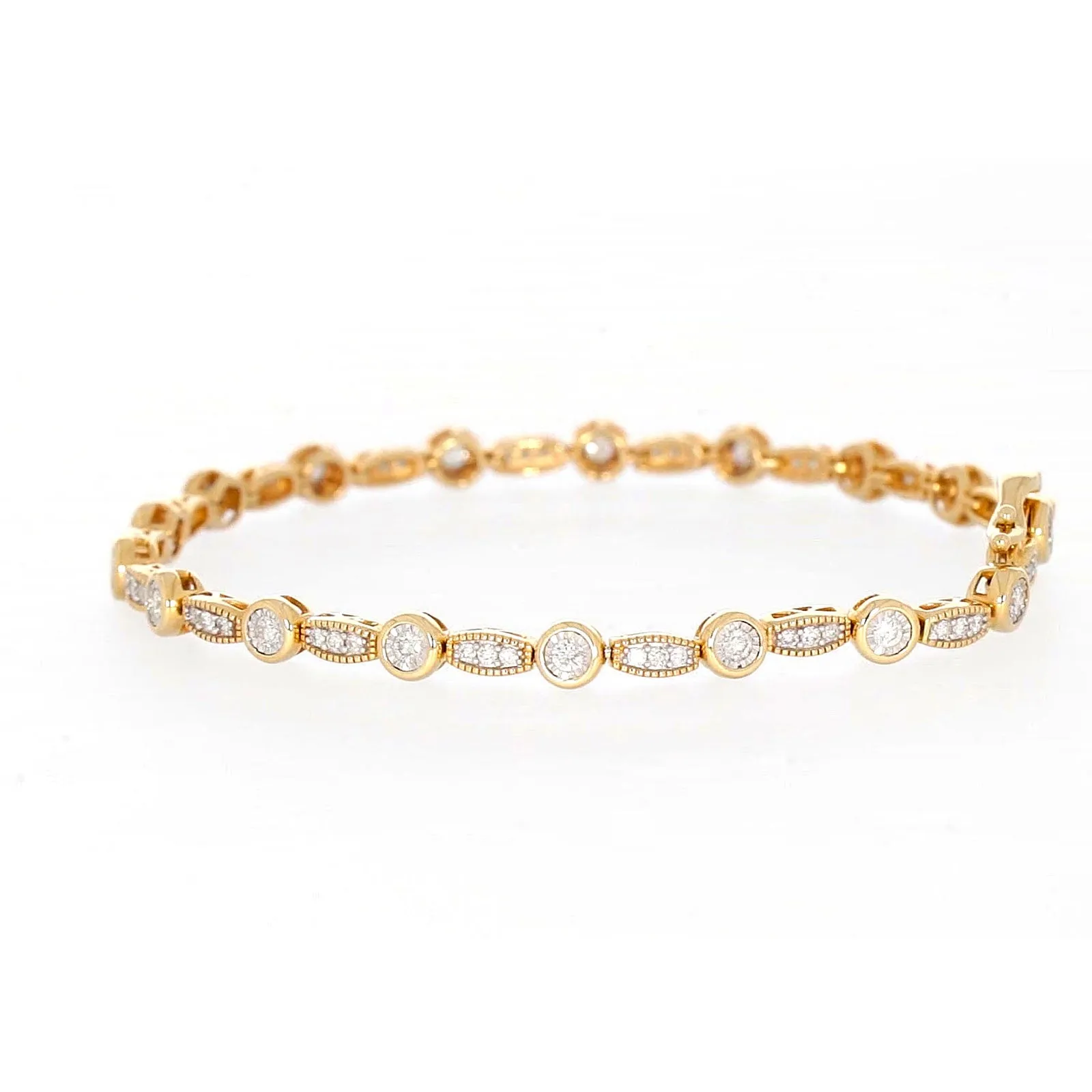 Paris 14ct Yellow Gold Round Brilliant Cut 1 CARAT tw of Diamonds Bracelet