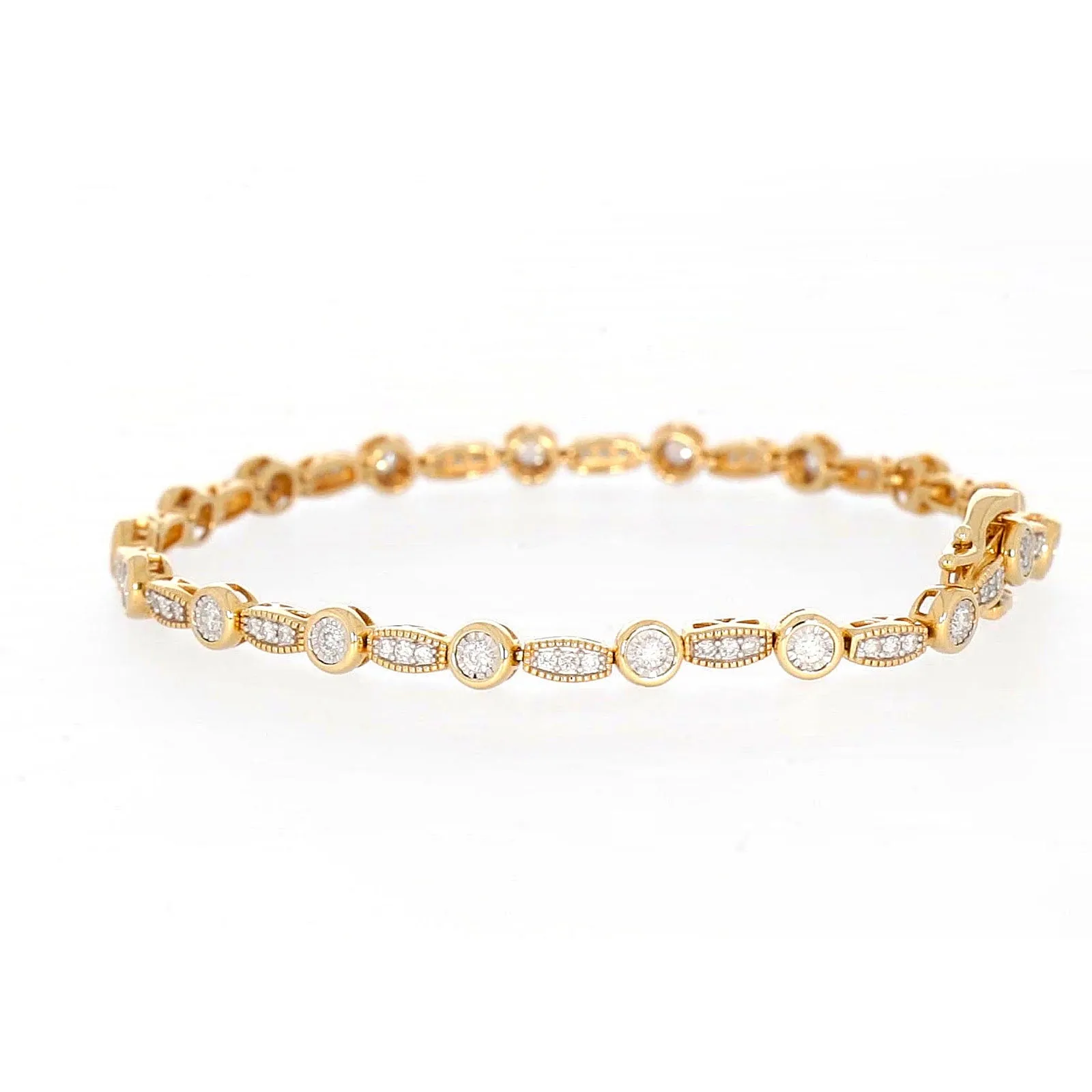 Paris 14ct Yellow Gold Round Brilliant Cut 1 CARAT tw of Diamonds Bracelet