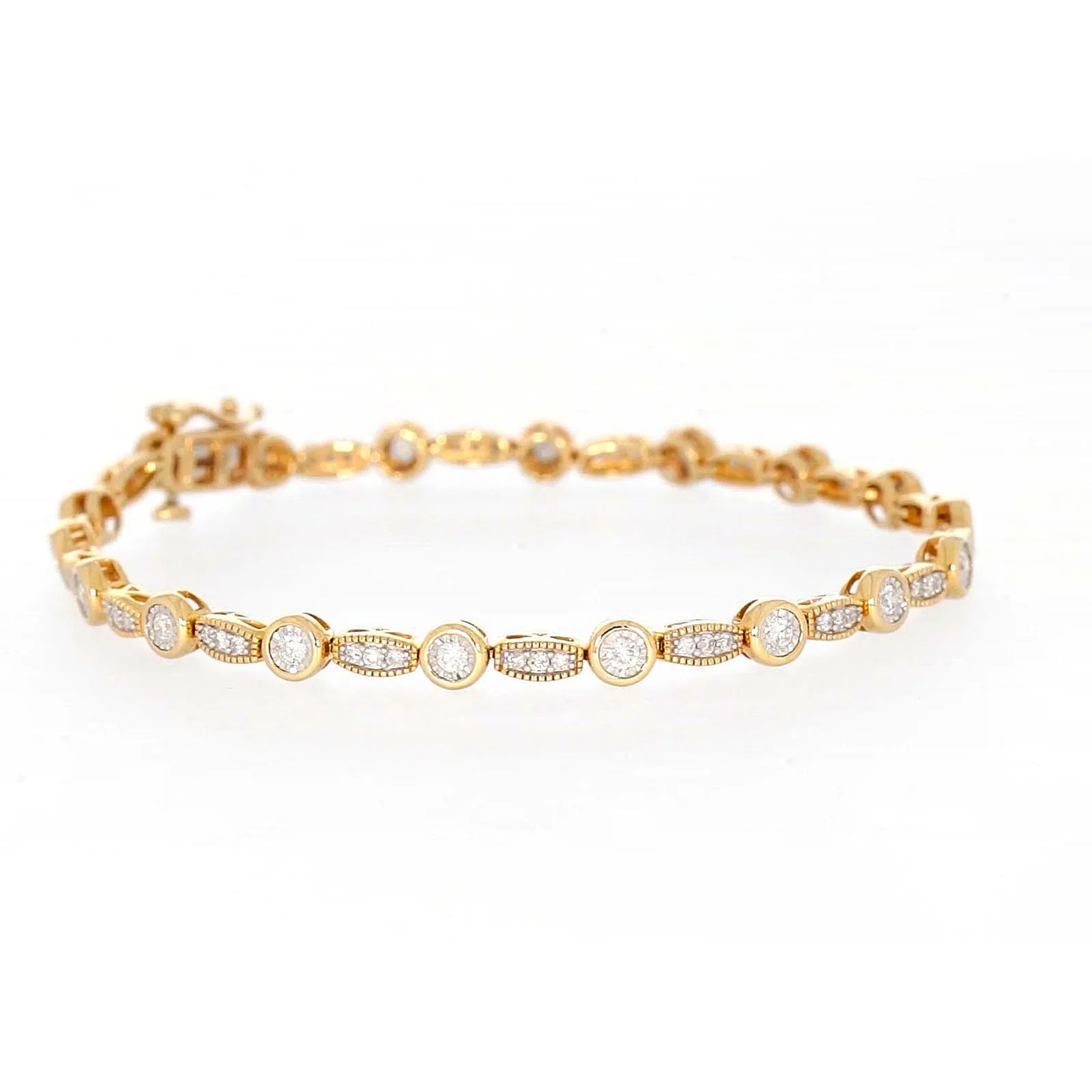 Paris 14ct Yellow Gold Round Brilliant Cut 1 CARAT tw of Diamonds Bracelet