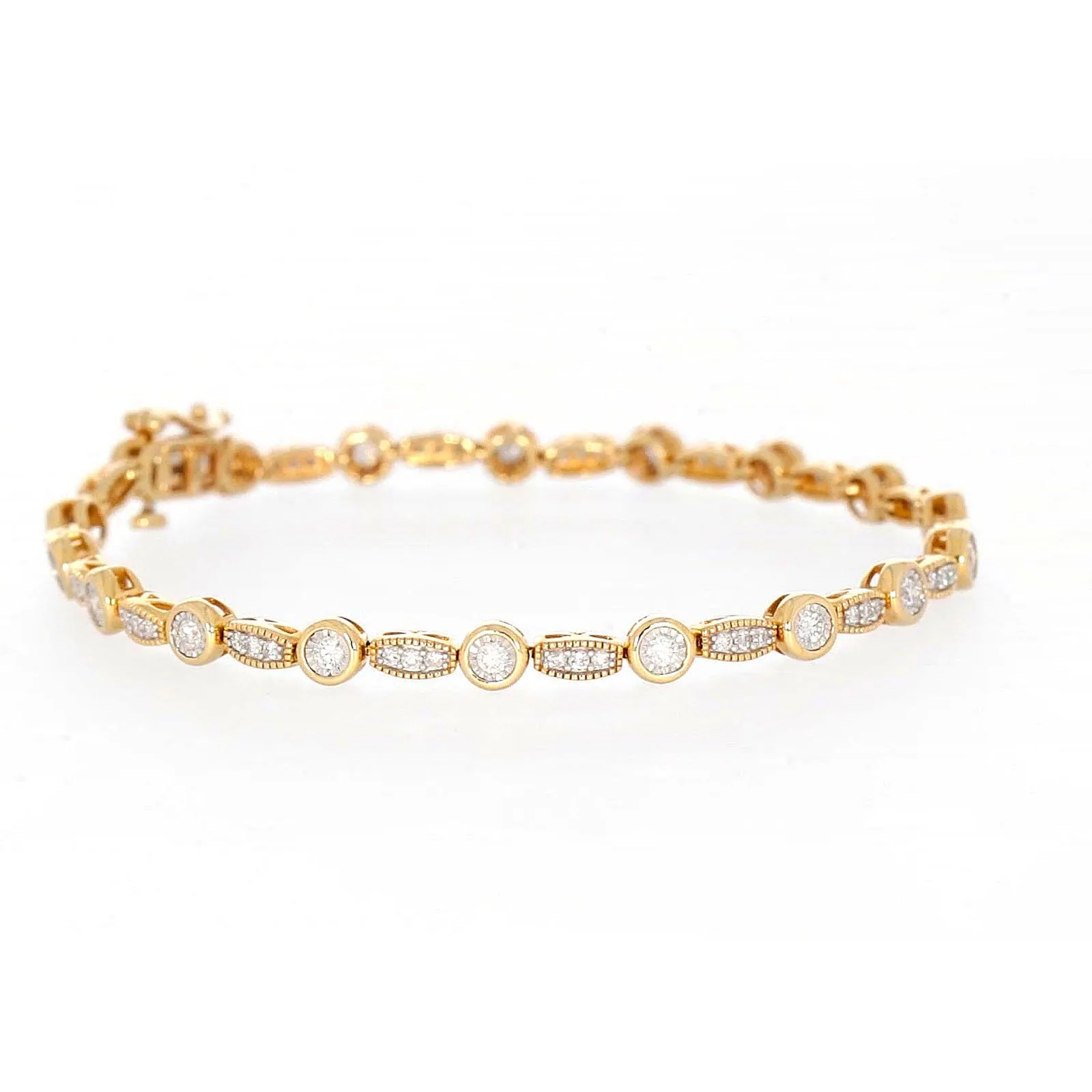 Paris 14ct Yellow Gold Round Brilliant Cut 1 CARAT tw of Diamonds Bracelet