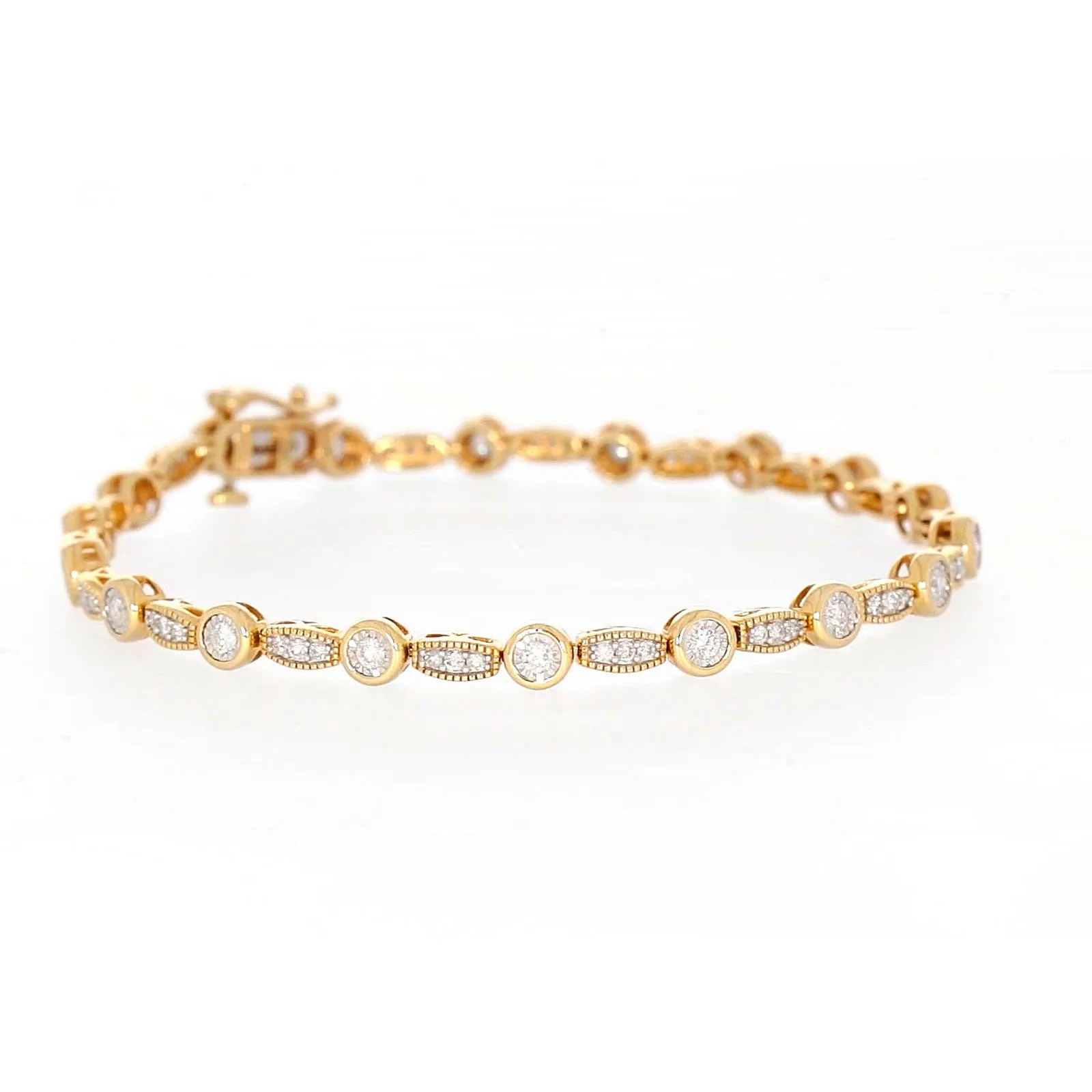 Paris 14ct Yellow Gold Round Brilliant Cut 1 CARAT tw of Diamonds Bracelet