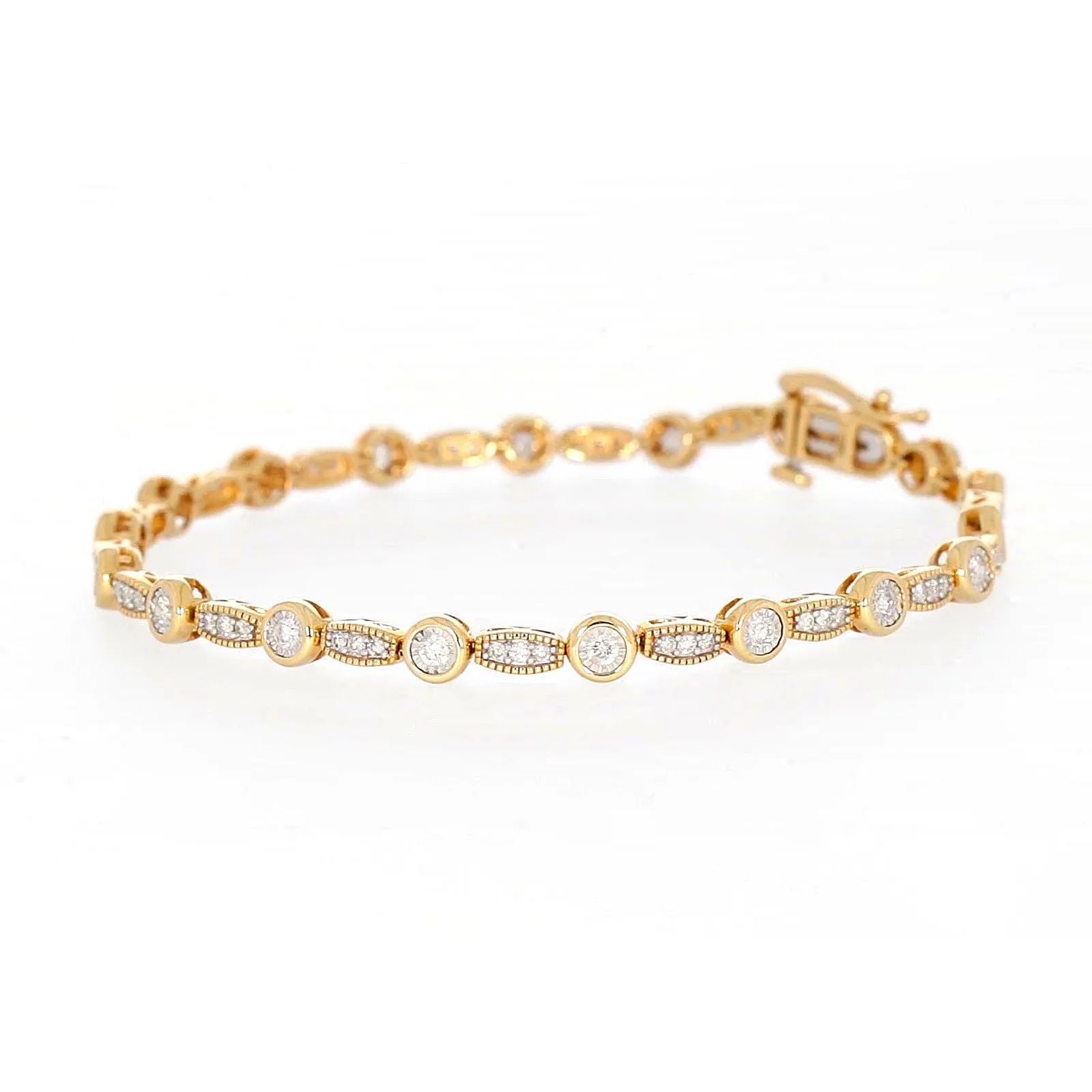 Paris 14ct Yellow Gold Round Brilliant Cut 1 CARAT tw of Diamonds Bracelet