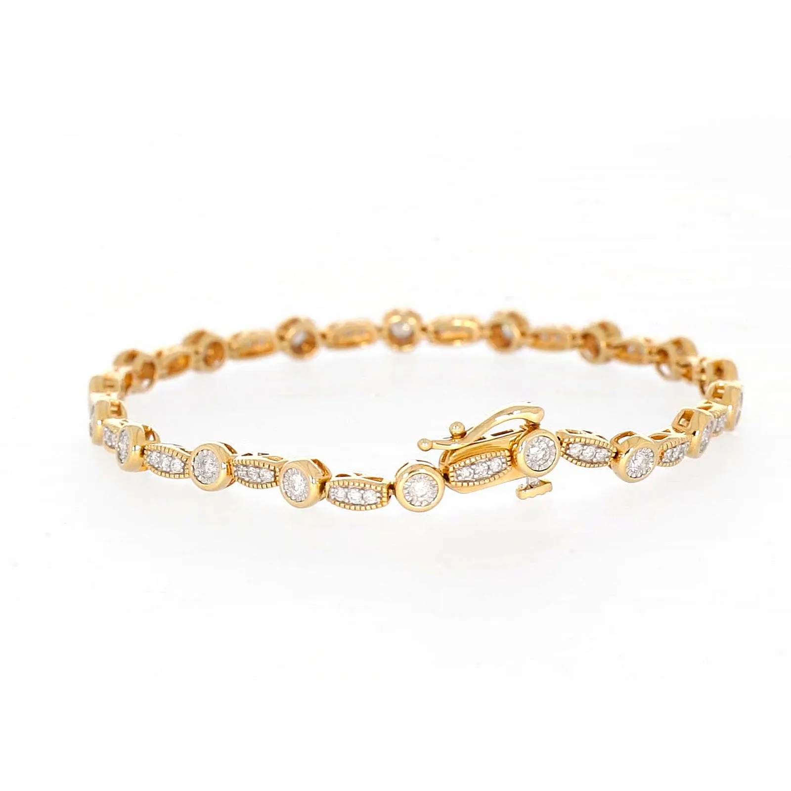 Paris 14ct Yellow Gold Round Brilliant Cut 1 CARAT tw of Diamonds Bracelet