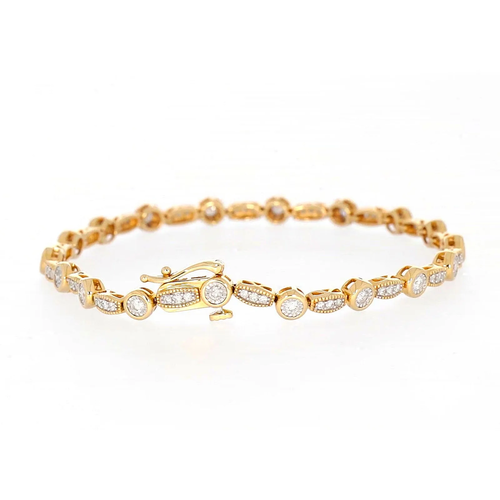 Paris 14ct Yellow Gold Round Brilliant Cut 1 CARAT tw of Diamonds Bracelet