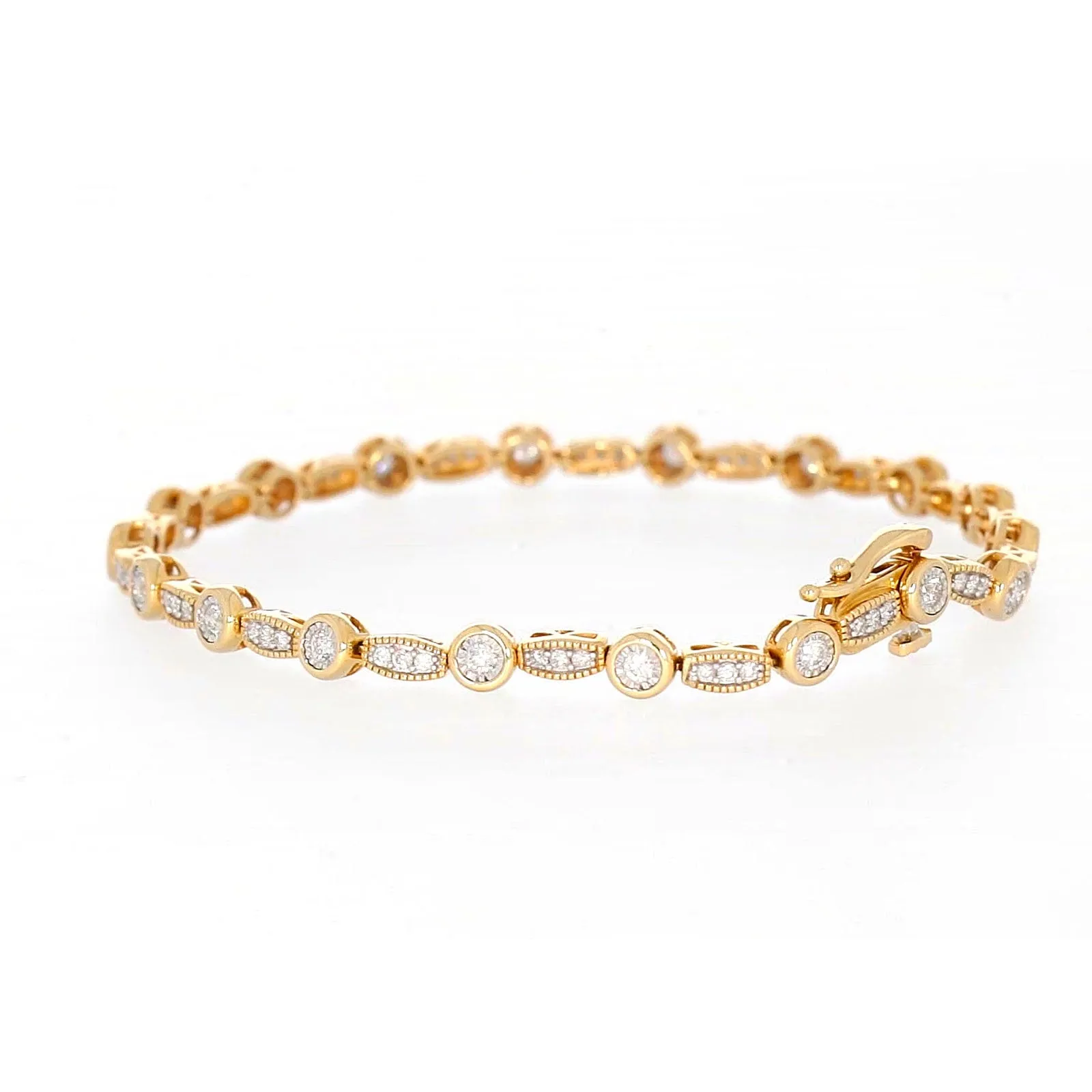 Paris 14ct Yellow Gold Round Brilliant Cut 1 CARAT tw of Diamonds Bracelet